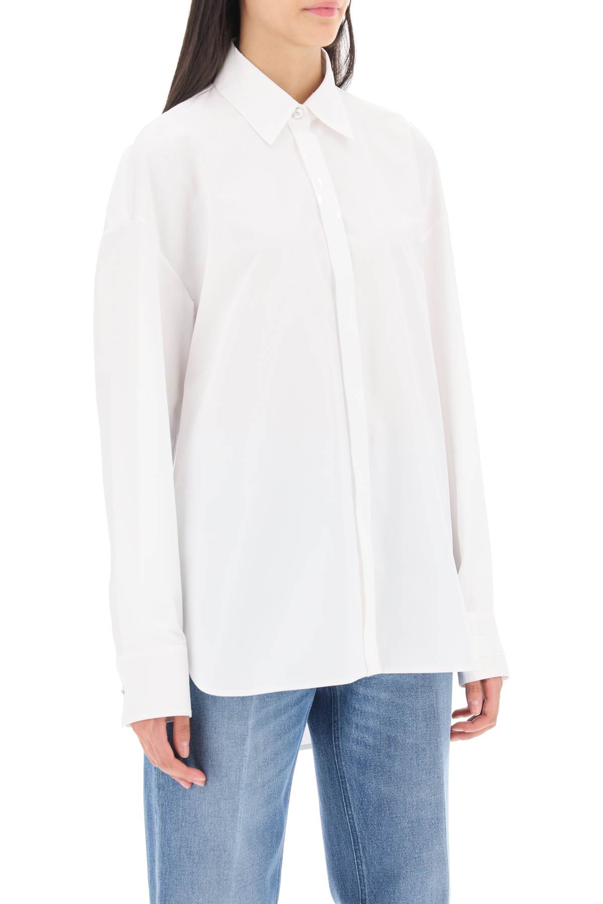 Shop Versace Oversized Poplin Shirt In Optical White (white)