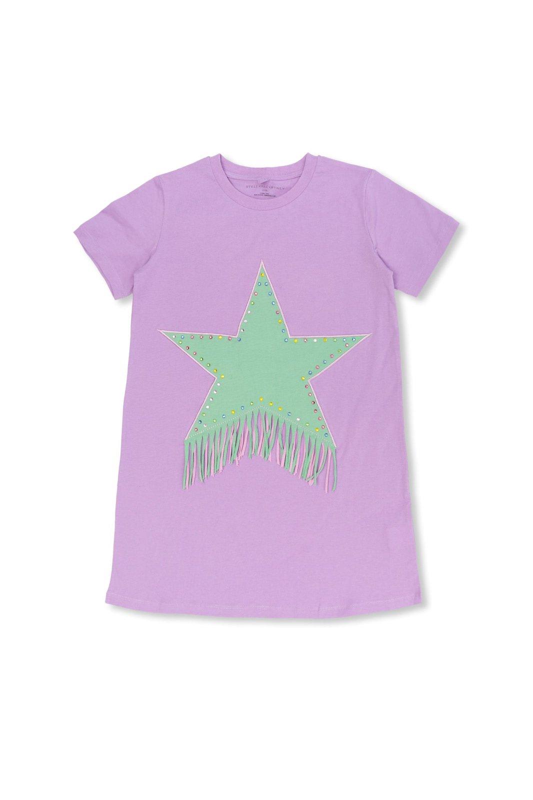 Shop Stella Mccartney Star-motif Crewneck T-shirt Dress In Purple
