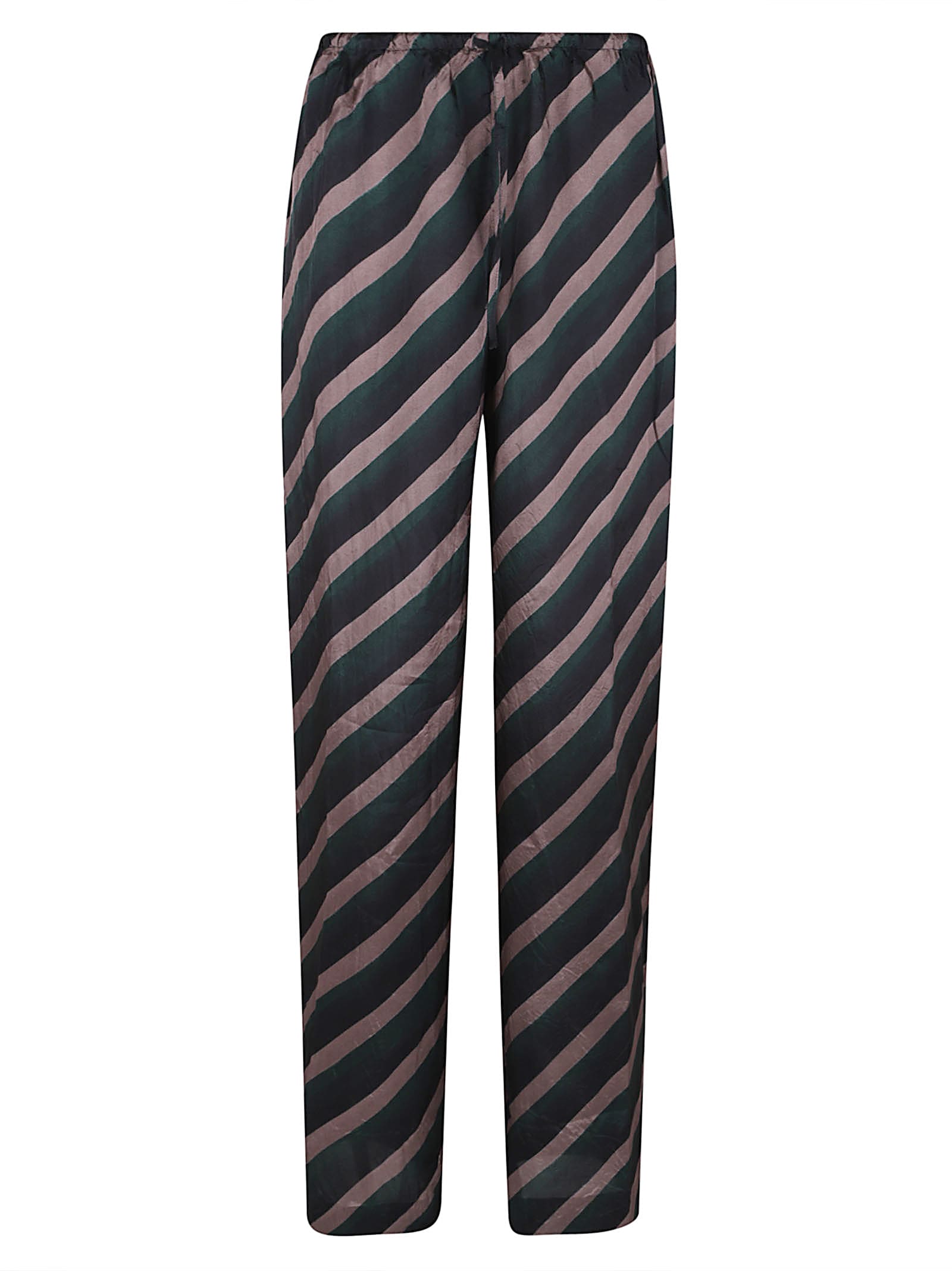 Dries Van Noten Striped Relaxed Fit Trousers With Elastic Waistband In Multi