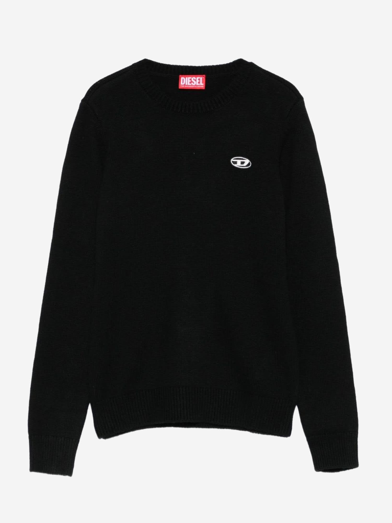 Diesel Viscose Blend Sweater With Logo In Black
