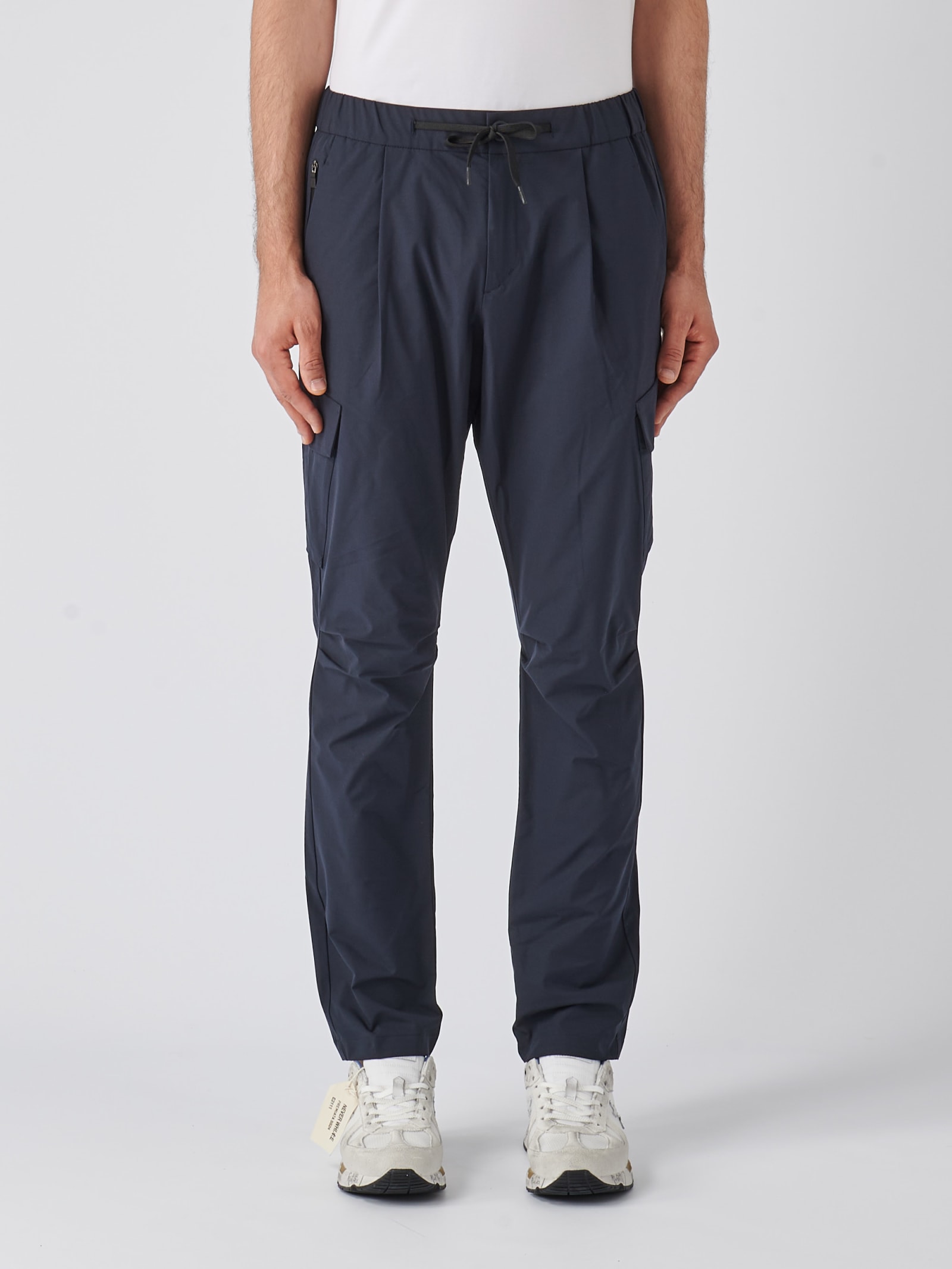 Shop Herno Pantalone Laminer Con Tasca A Trousers In Navy