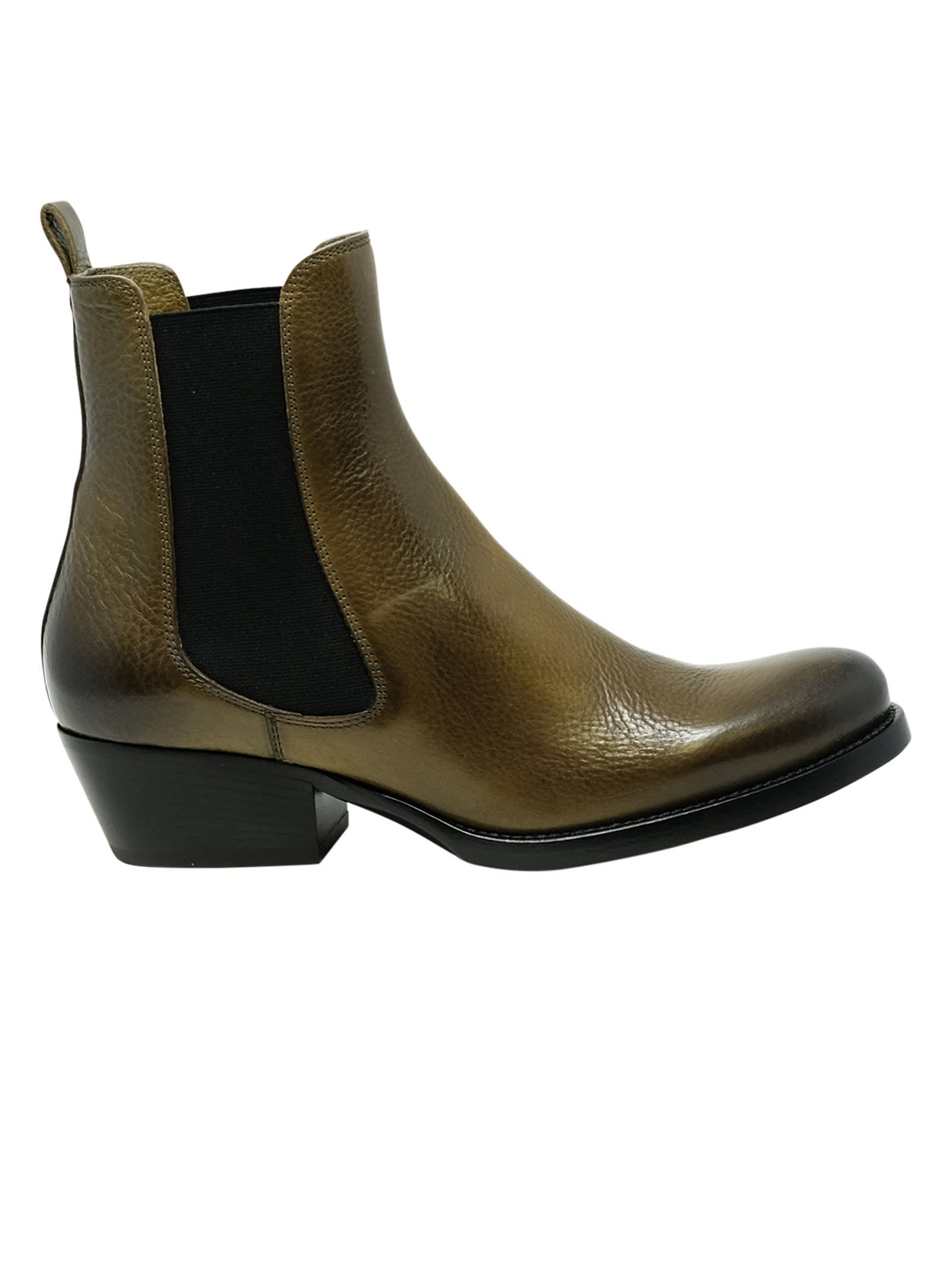 Sr421001 Toscano Green Olive Leather Ankle Boots