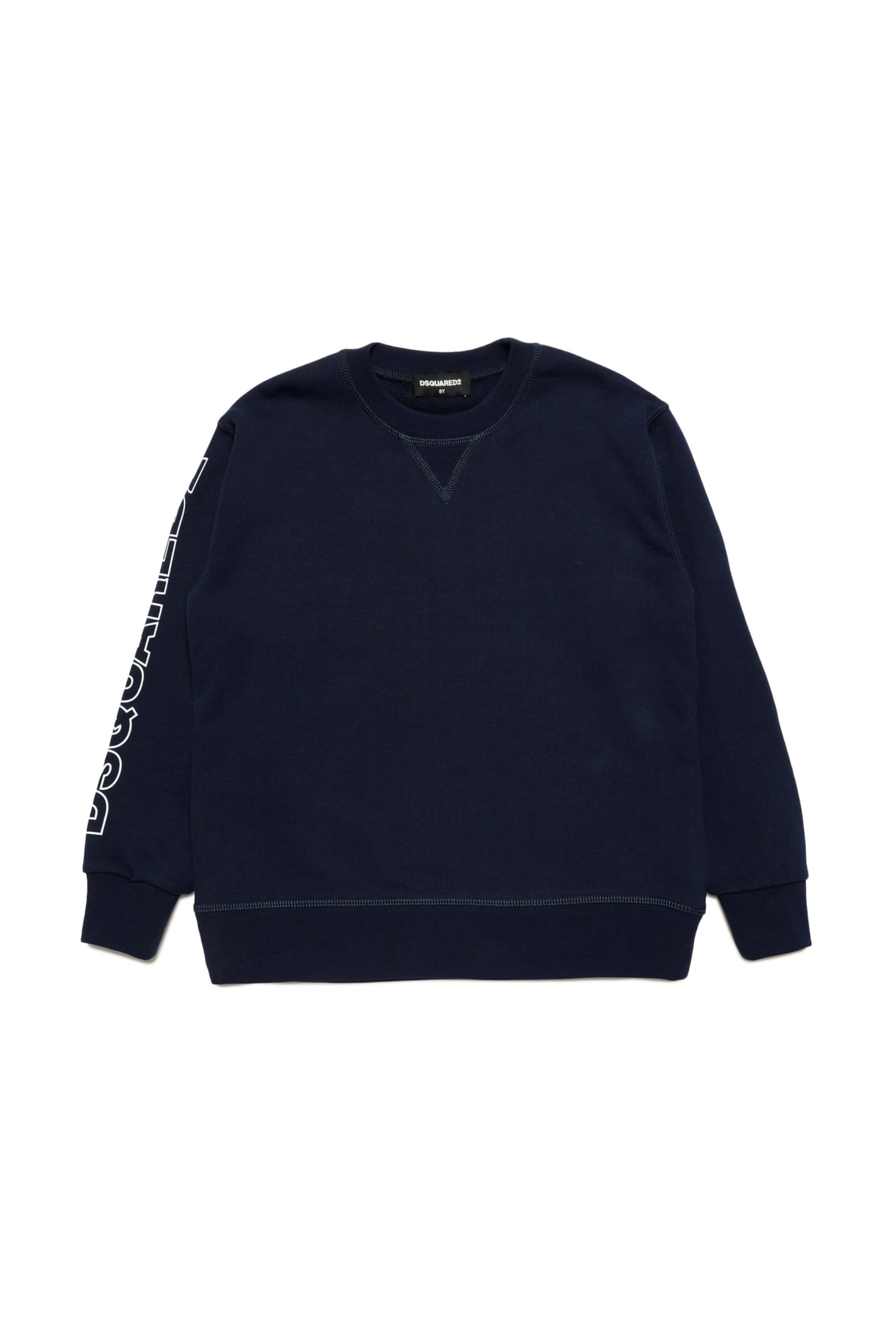 Shop Dsquared2 D2s721u Relax Sweat-shirt Dsquared Cotton Crew-neck Sweatshirt With Outline Logo In Blu