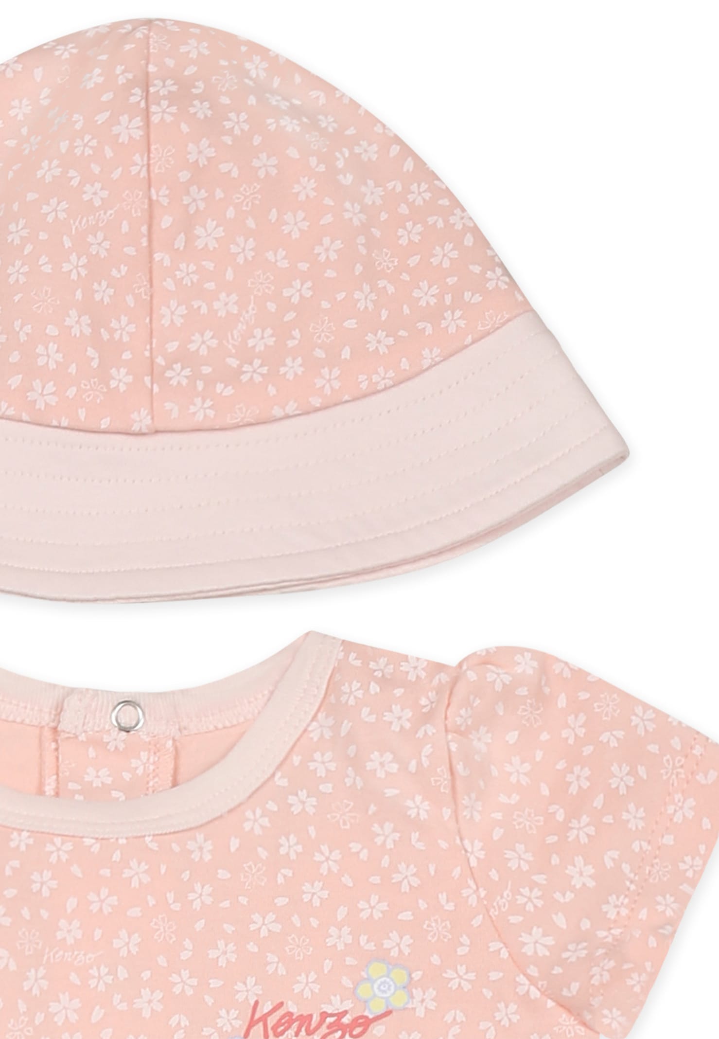 Kenzo Pink Birth Set For Baby Girl With Floral Print In Pink