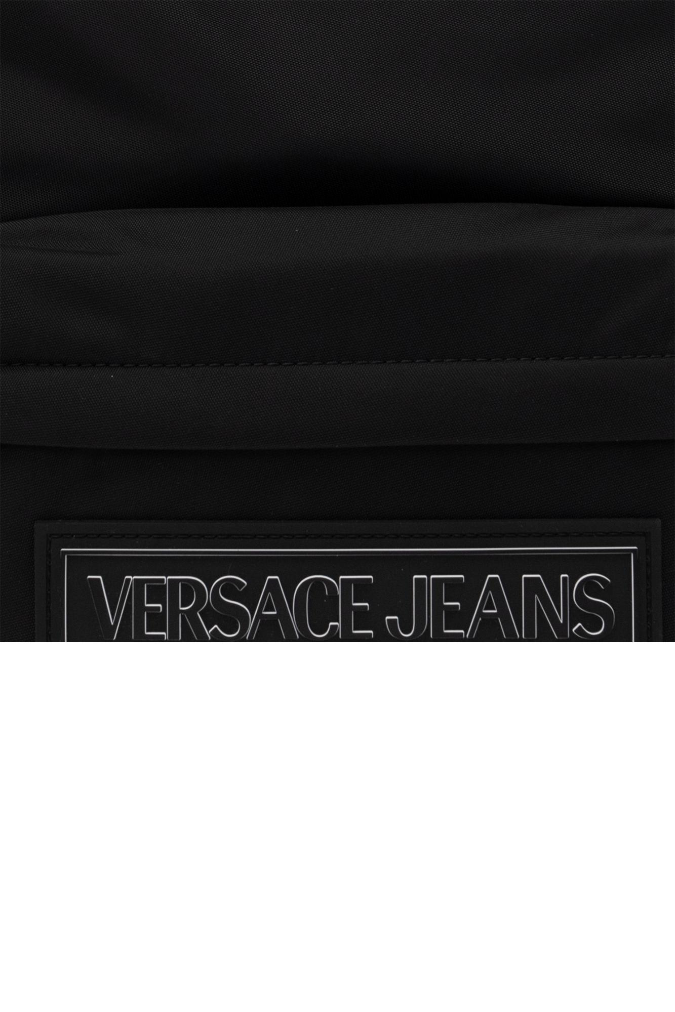 Versace Jeans Couture Logo Patch Zipped Backpack In Nero