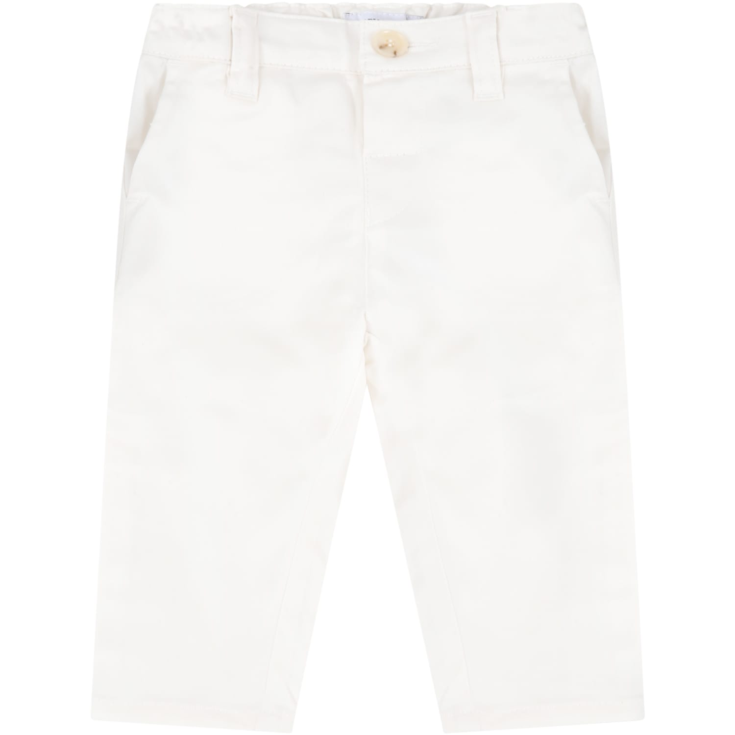 Armani Collezioni White Trouser For Babyboy With Iconic Eagle
