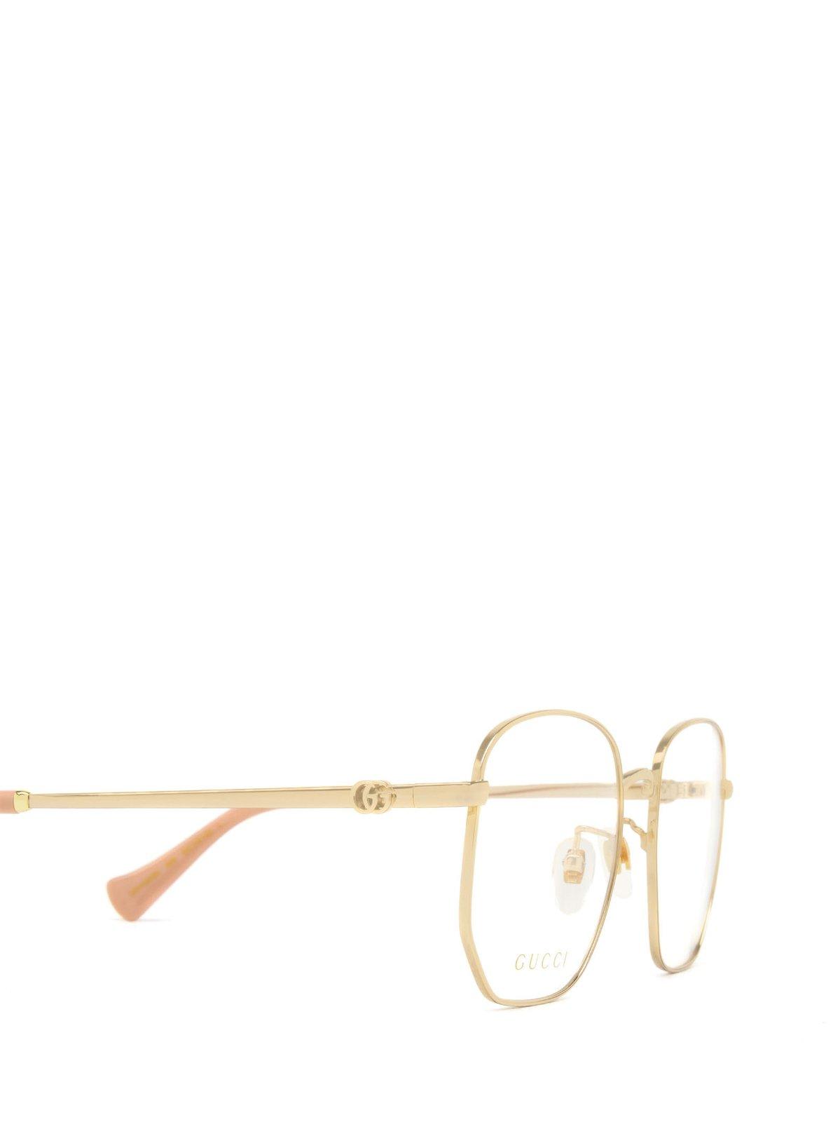 Shop Gucci Square Frame Glasses In 003 Gold Gold Transparent