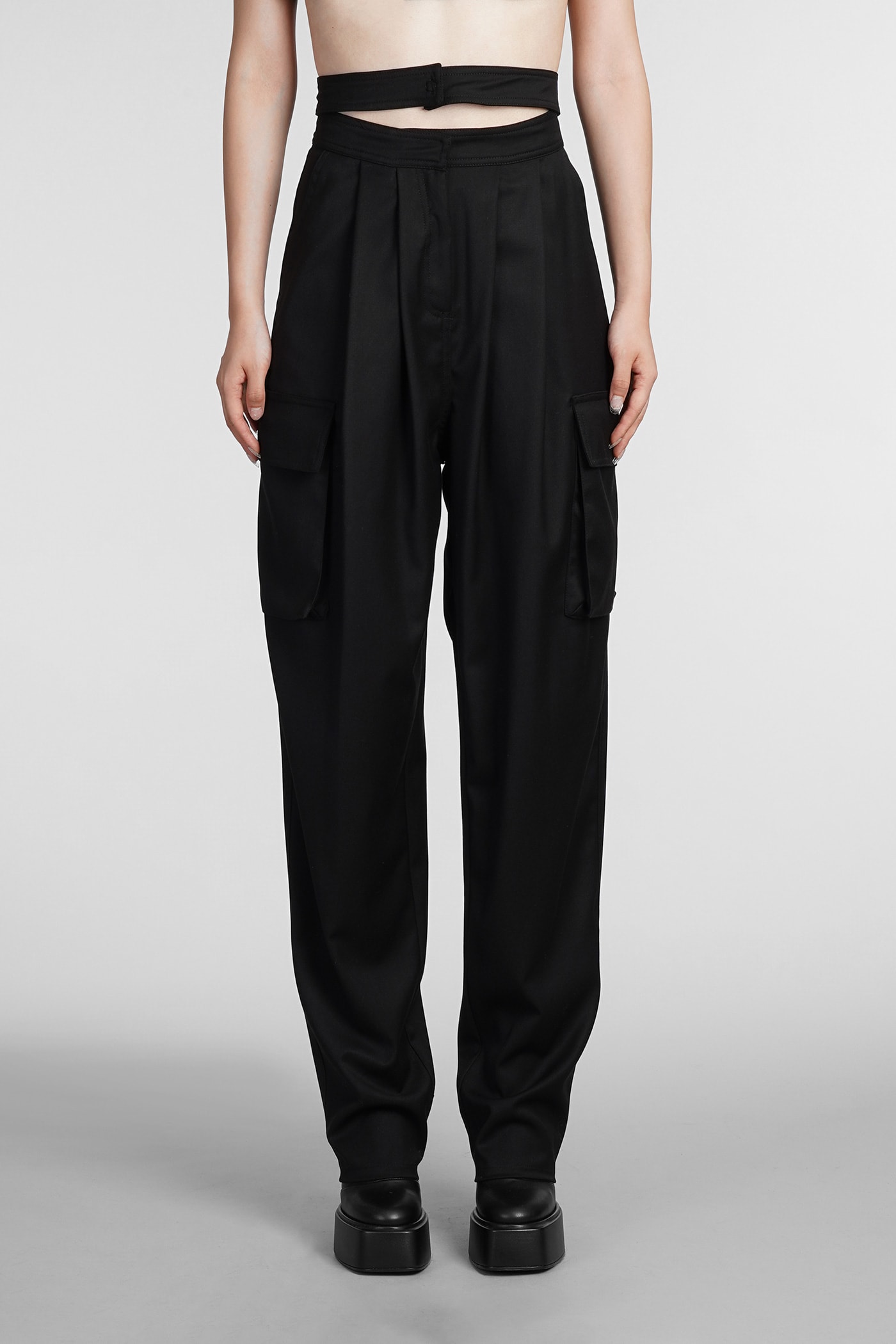 ANDREÄDAMO PANTS IN BLACK POLYESTER