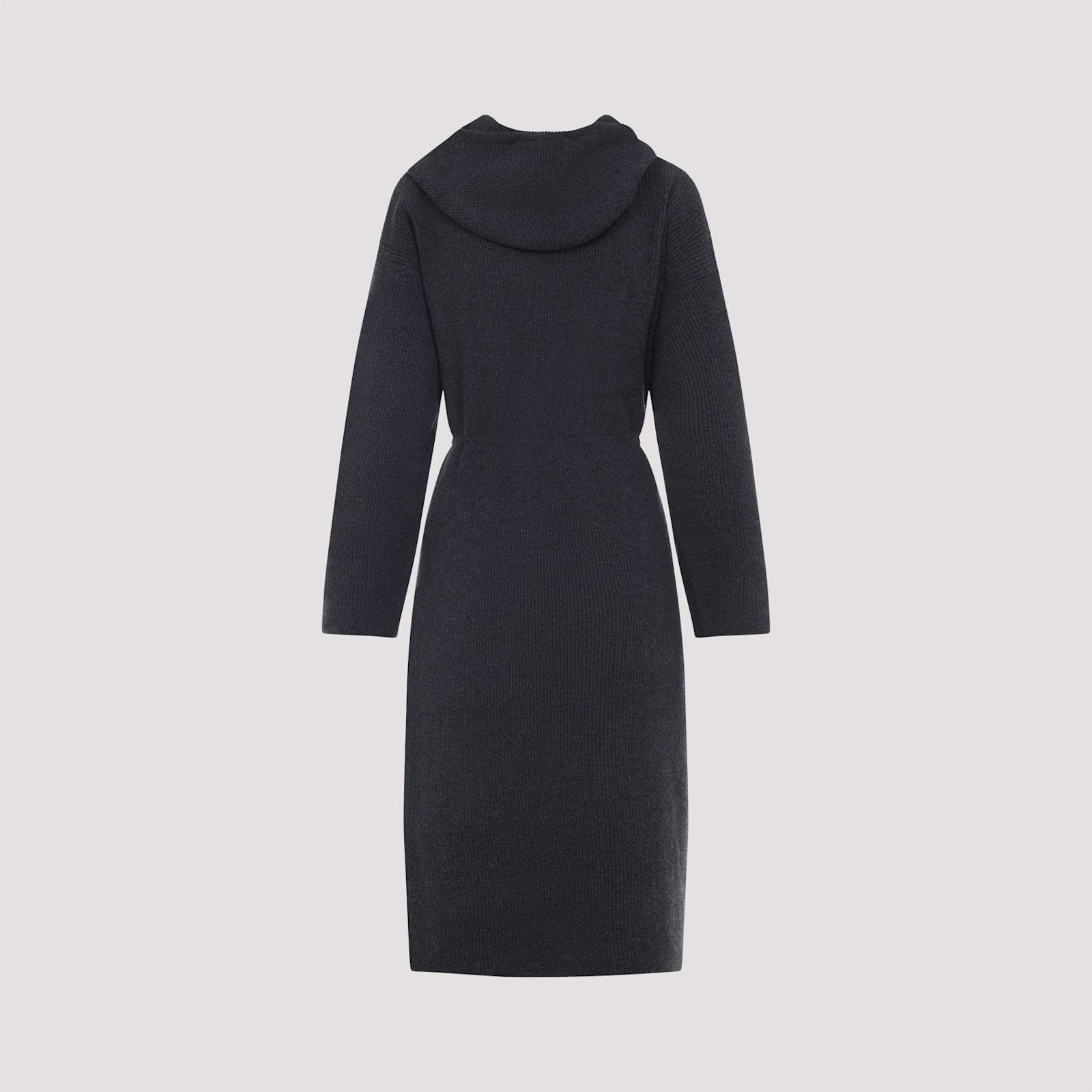 Fabiana Filippi Hooded Ankle-length Dress With Ribbed Silk Blend In Blue