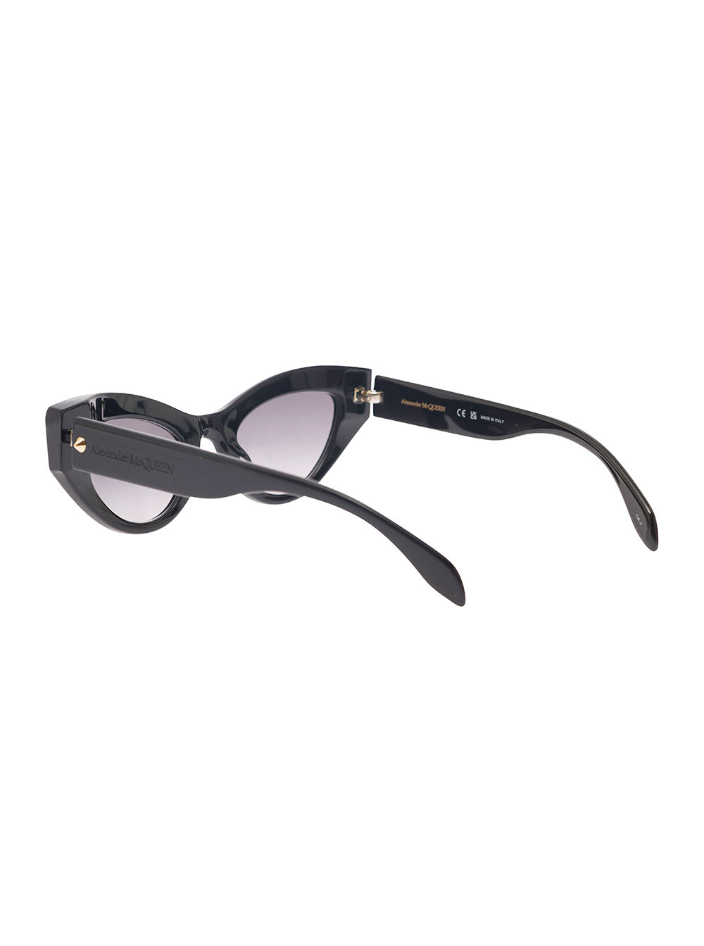 Shop Alexander Mcqueen Spike Studs Cat-eye Black Sunglasses With Studs In Plastic Woman