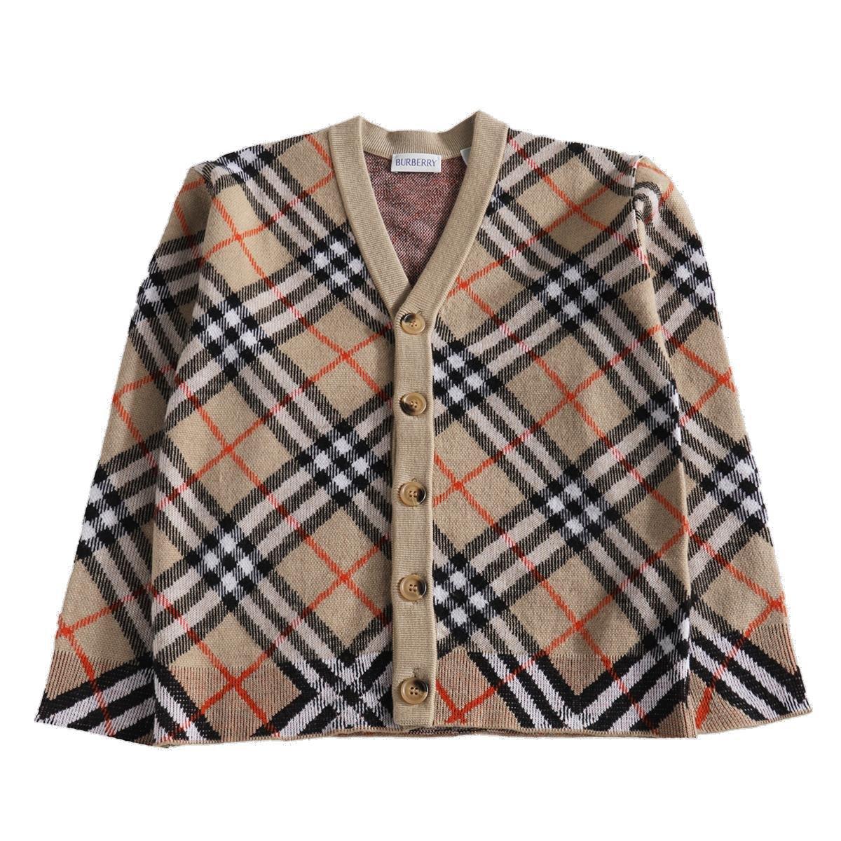 Burberry Check Cardigan In Marrone