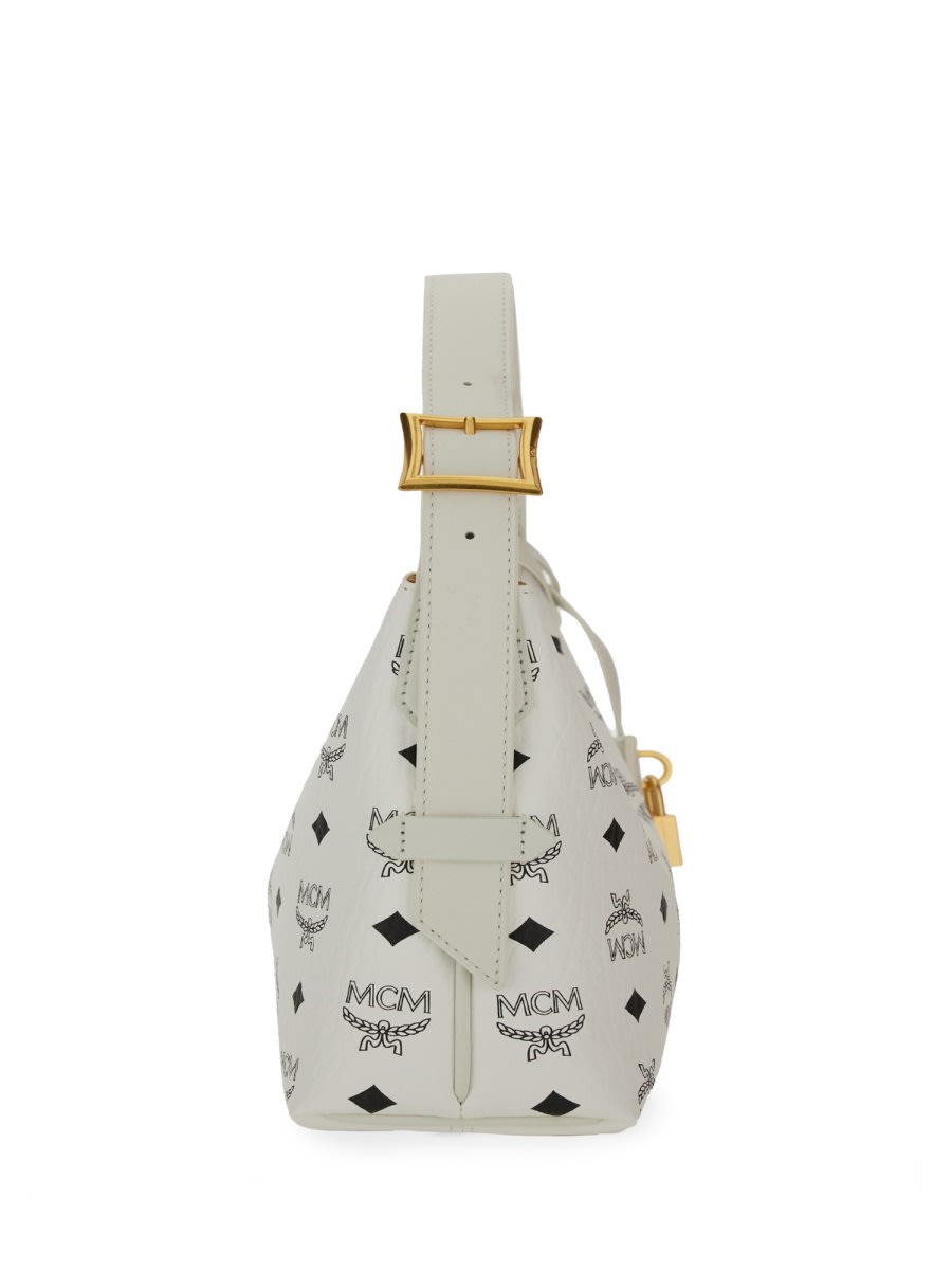 Mcm Logo-print Shoulder Bag In White