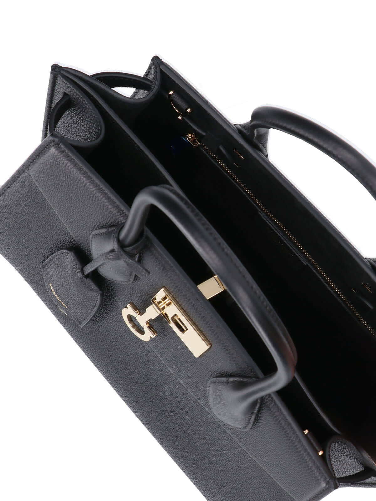 Ferragamo Structured Shoulder Bag Detachable Strap In Black