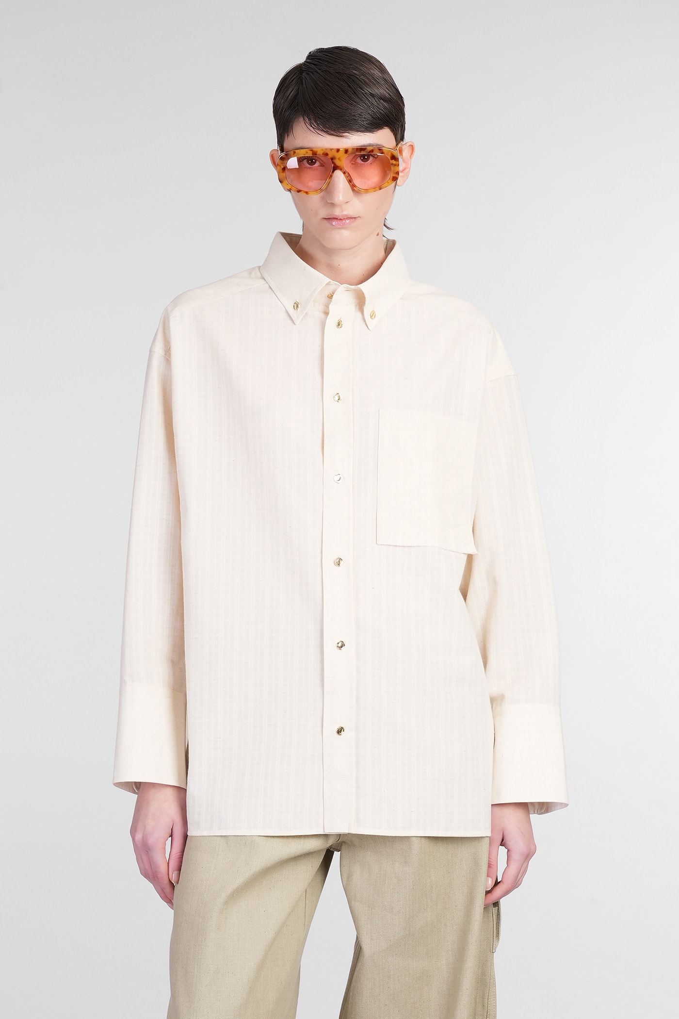 Nathalie Shirt In Beige Cotton