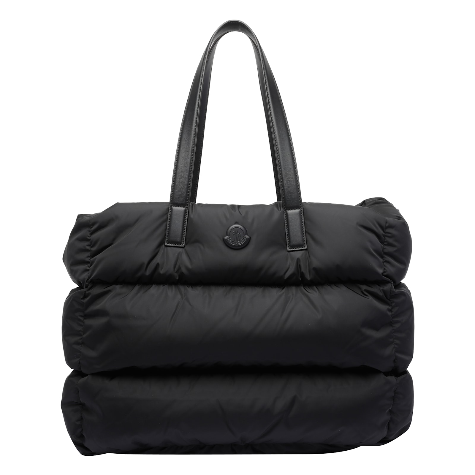 Moncler Padded Tote Bag Adjustable Shoulder Strap In Black