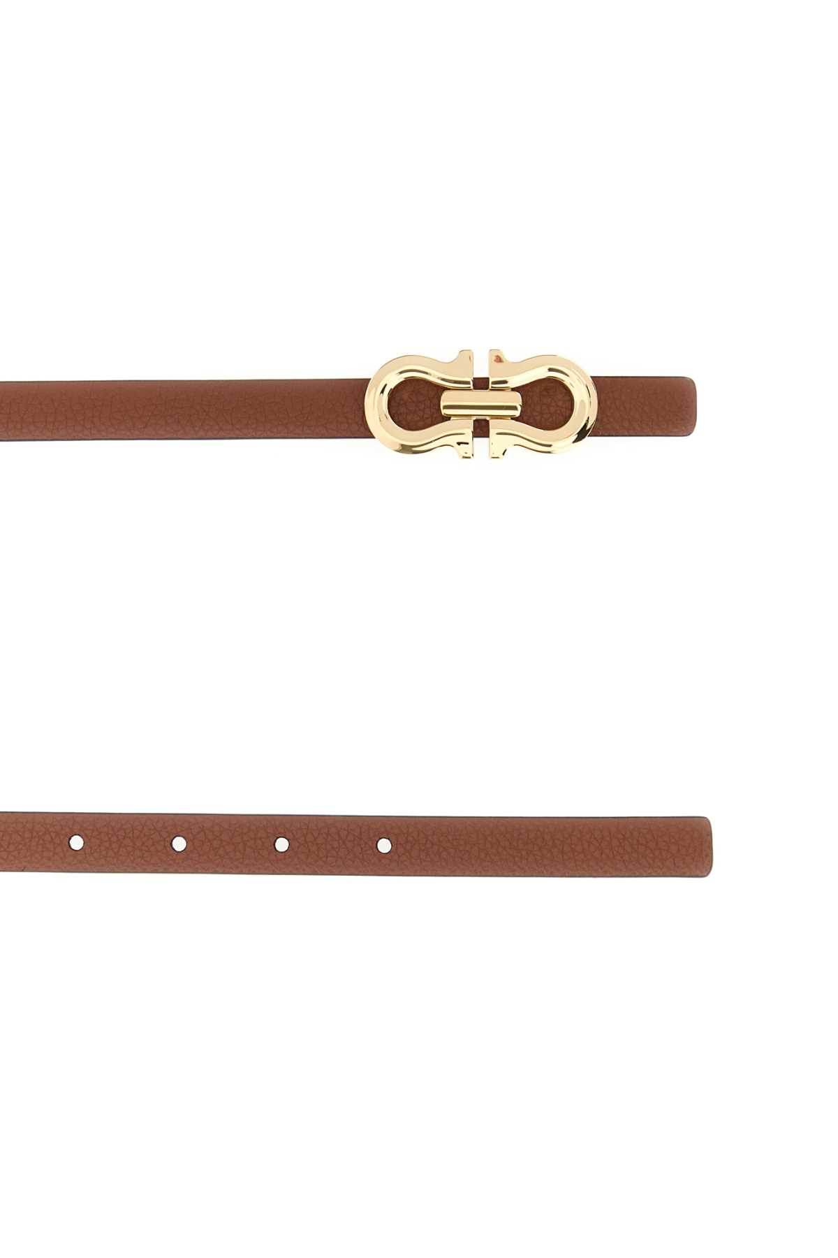 Ferragamo Reversible Leather Belt Adjustable Length In Brown