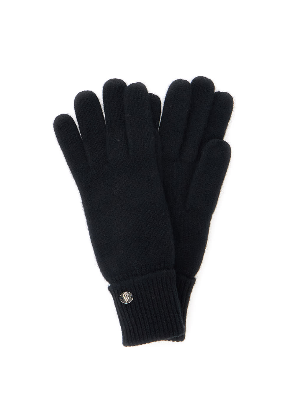 Helen Kaminski Blaire Black Gloves With Logo Plaque Detail On The Front And Ribbed Details In Cashmere Woman In Black