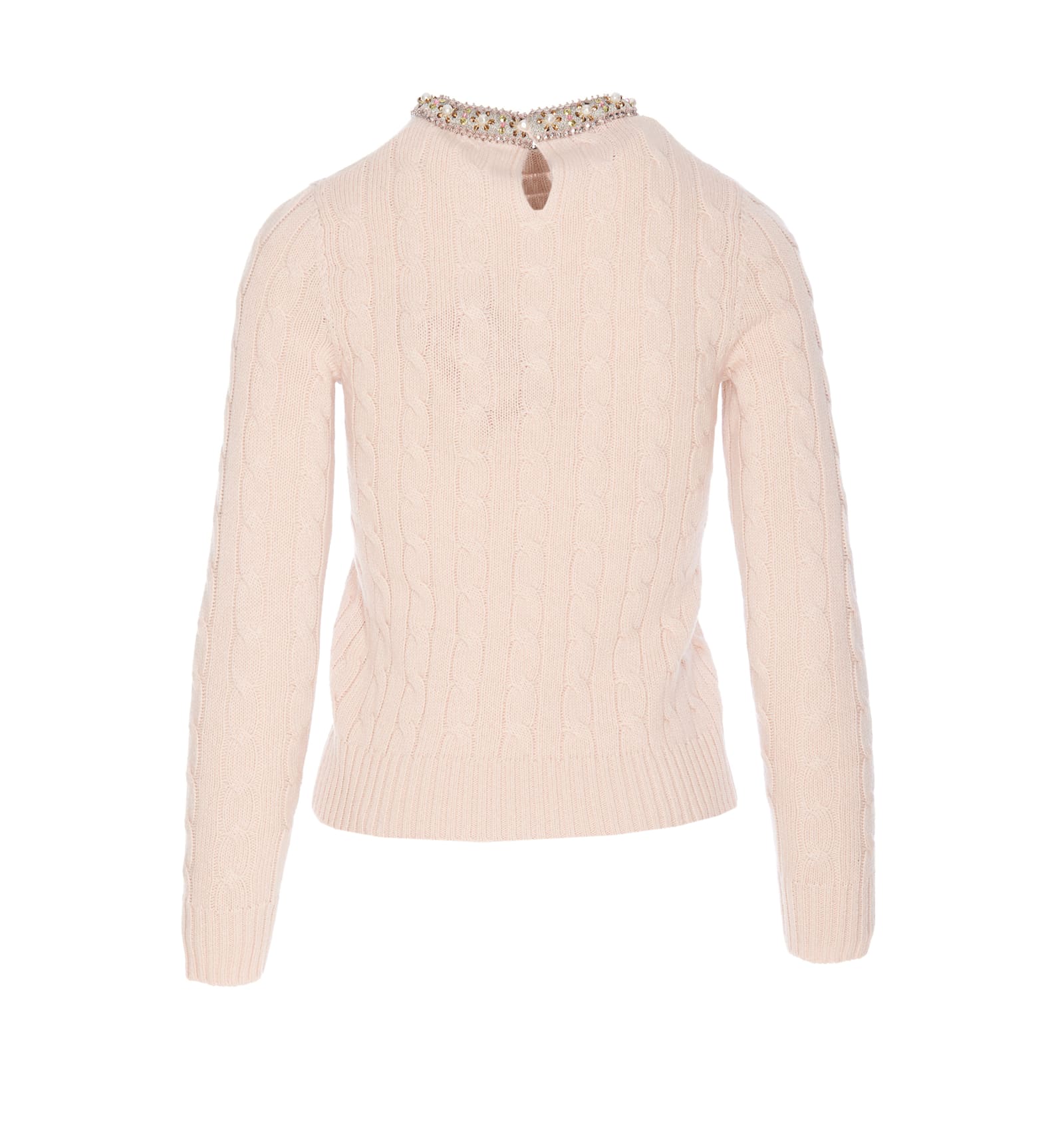 Valentino Garavani Women Cream Wool Sweater In Pink