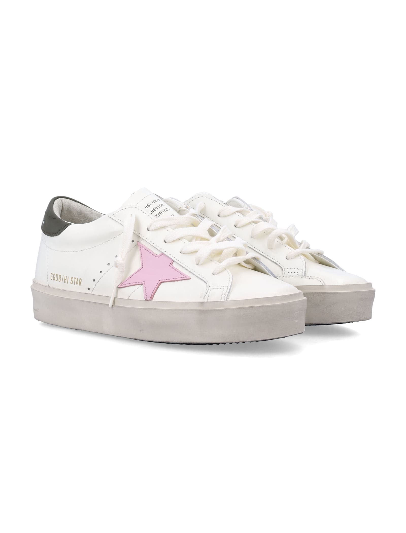 Golden Goose Leather Sneakers Star Patch In White Pink