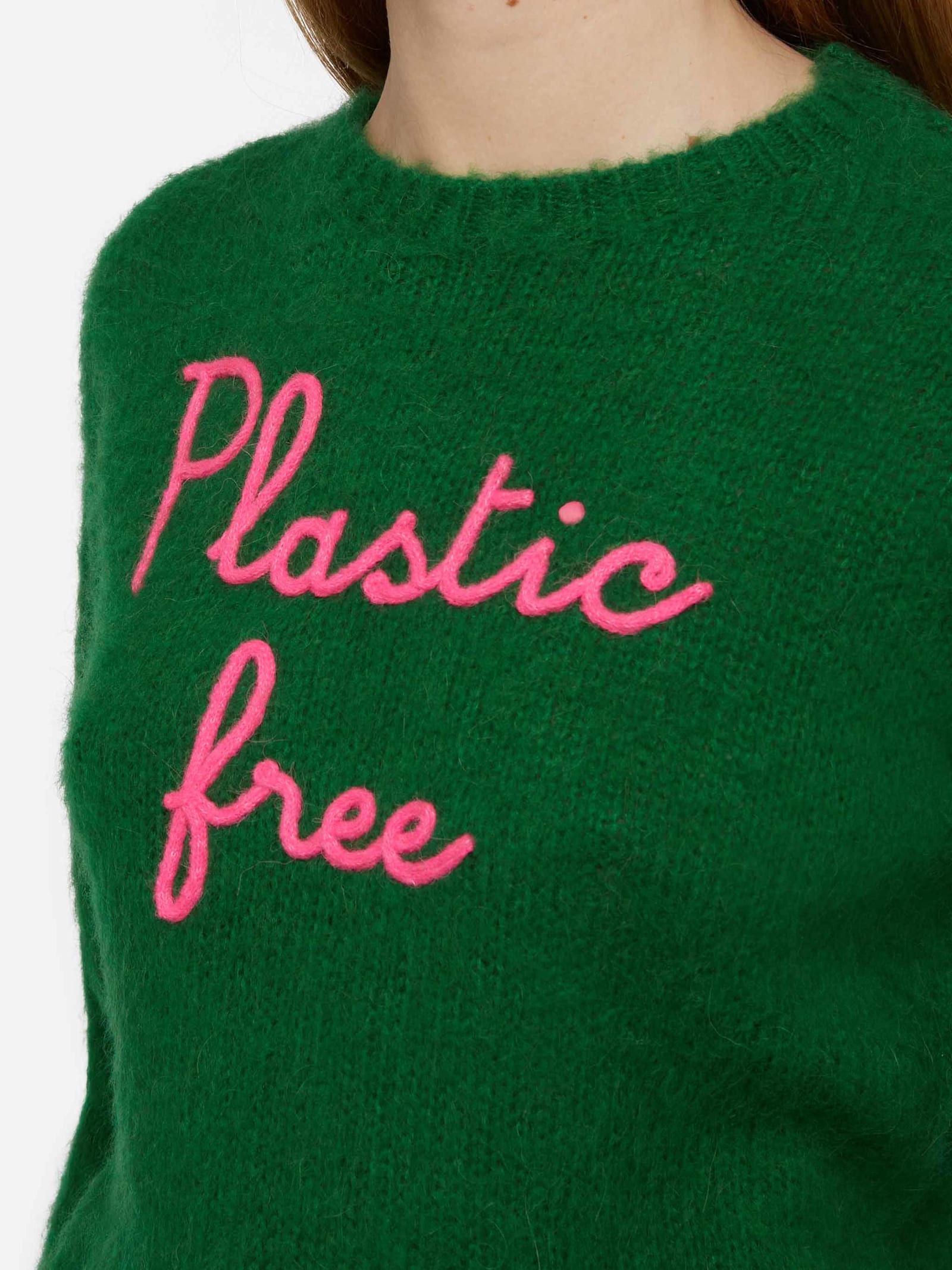 Mc2 Saint Barth Woman Crewneck Soft Crop Sweater With Plastic Free Embroidery