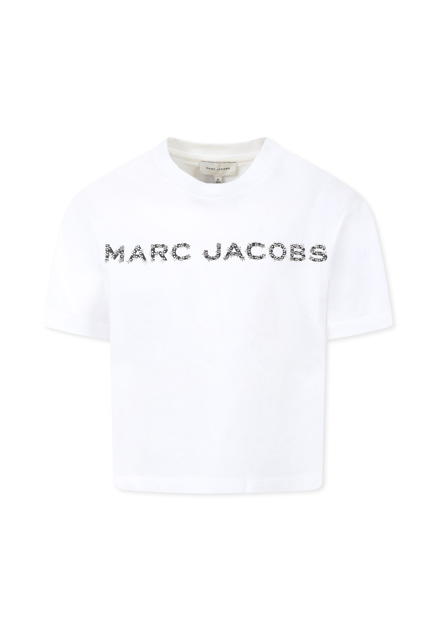 Marc Jacobs White T-shirt For Girl With Logo And Flowers In White