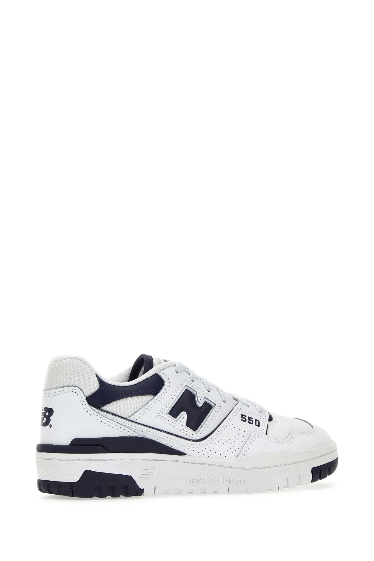 Shop New Balance Two-tone Leather 550 Sneakers In White