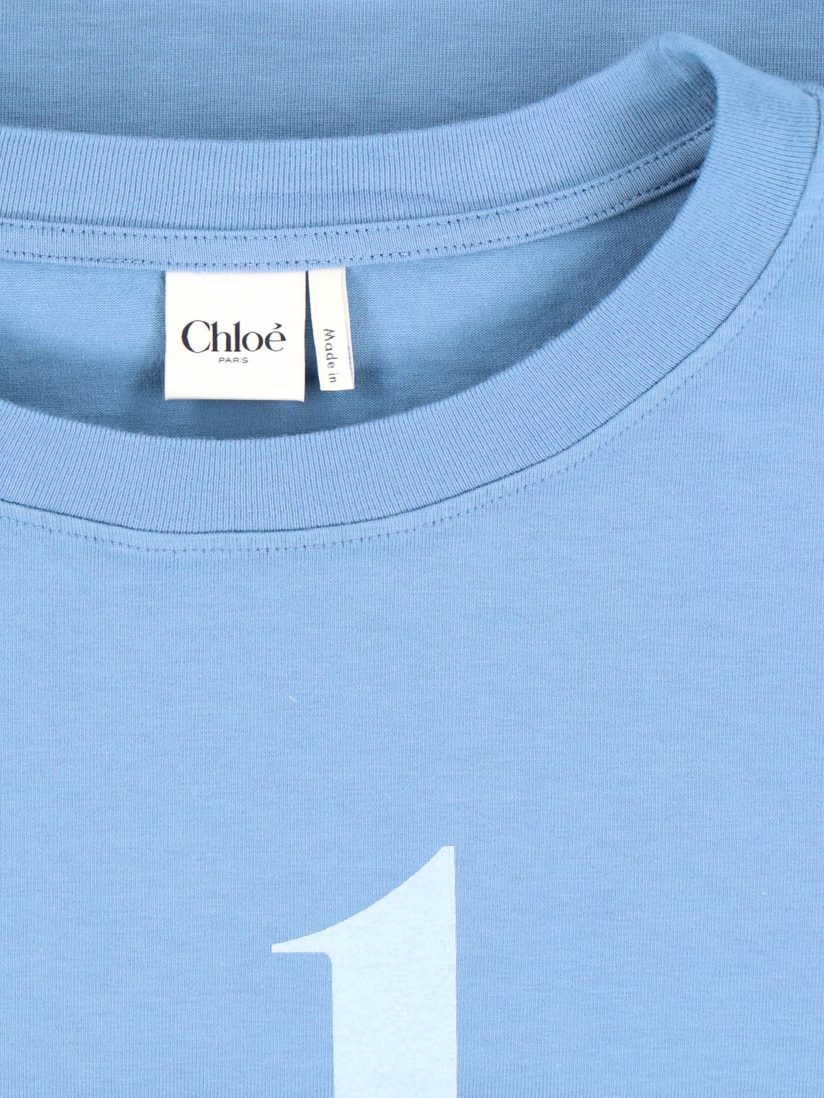 Chloé Women Light Blue Jersey Cropped Logo T-shirt In Blue
