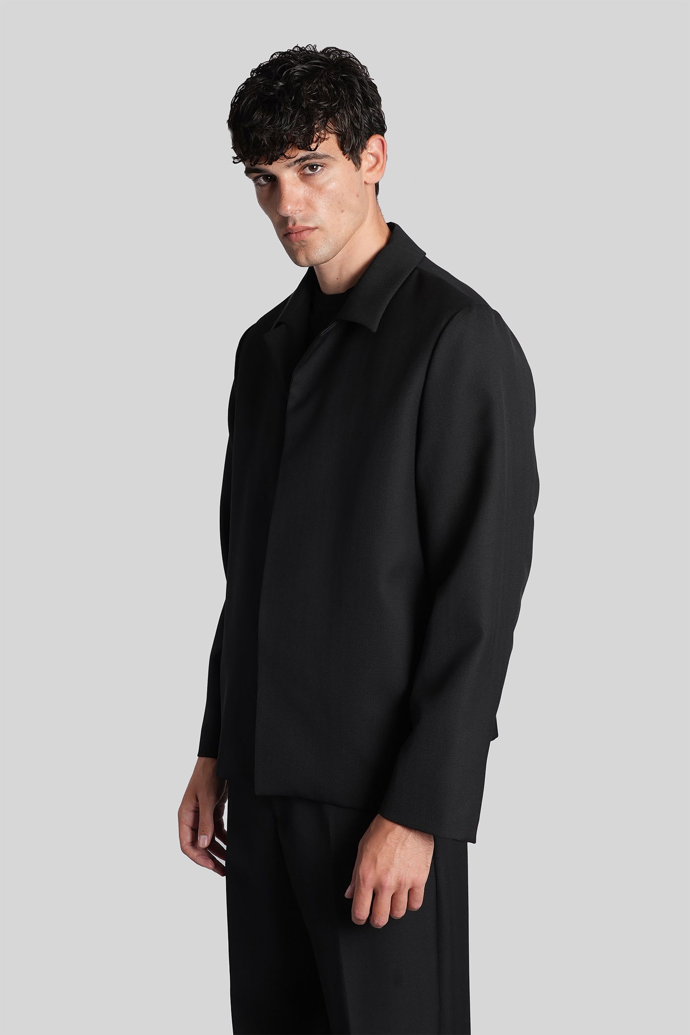 Costumein Mike Shirt In Black Wool In Black