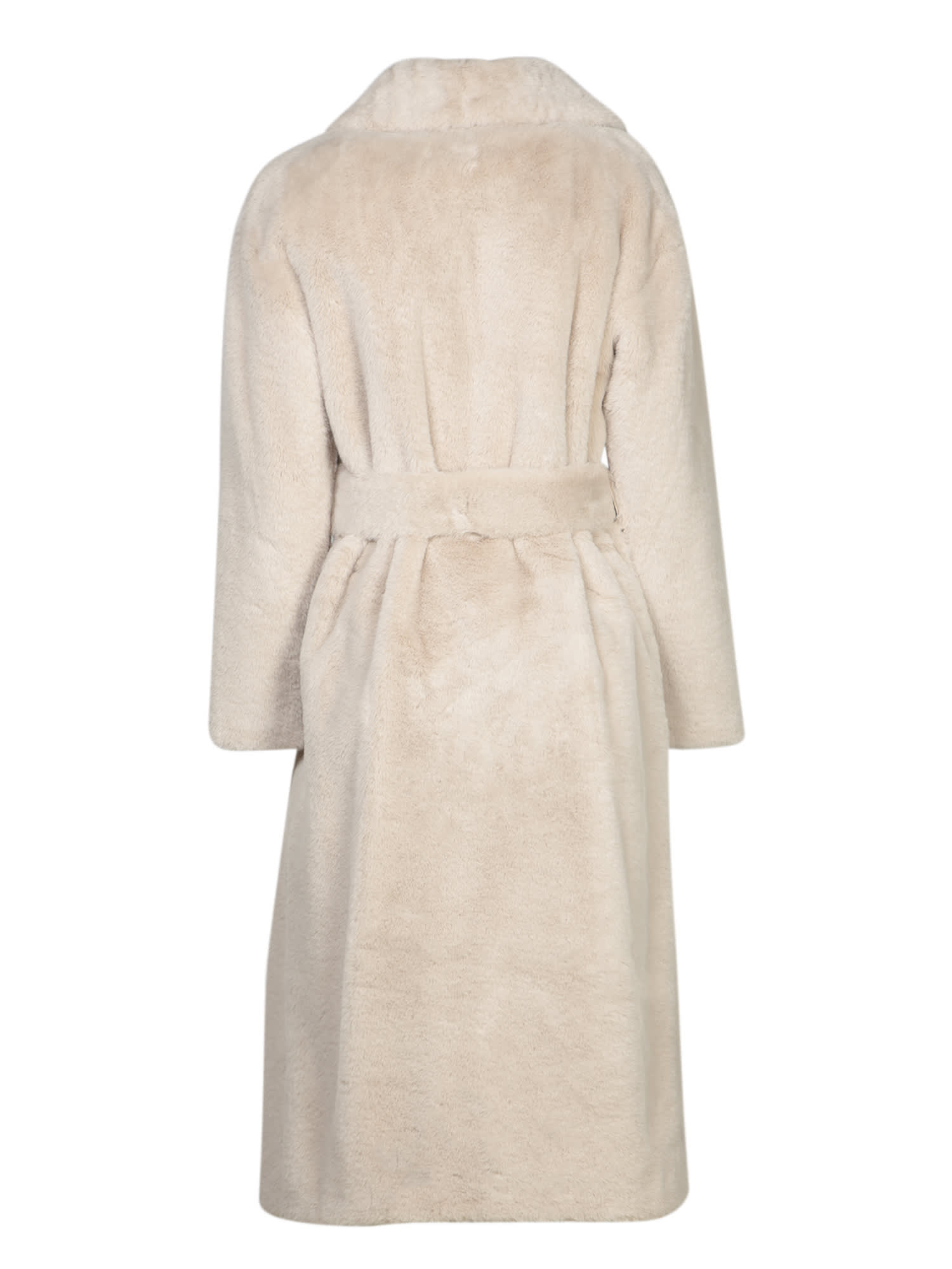 Shop Herno Chantilly Ivory Long Soft Fur Coat In Beige