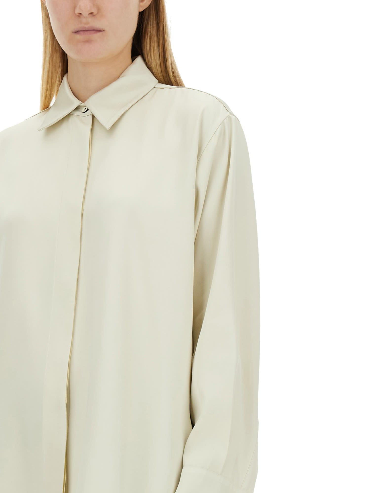 Shop Jil Sander Shirt With Long Sleeves In Natural