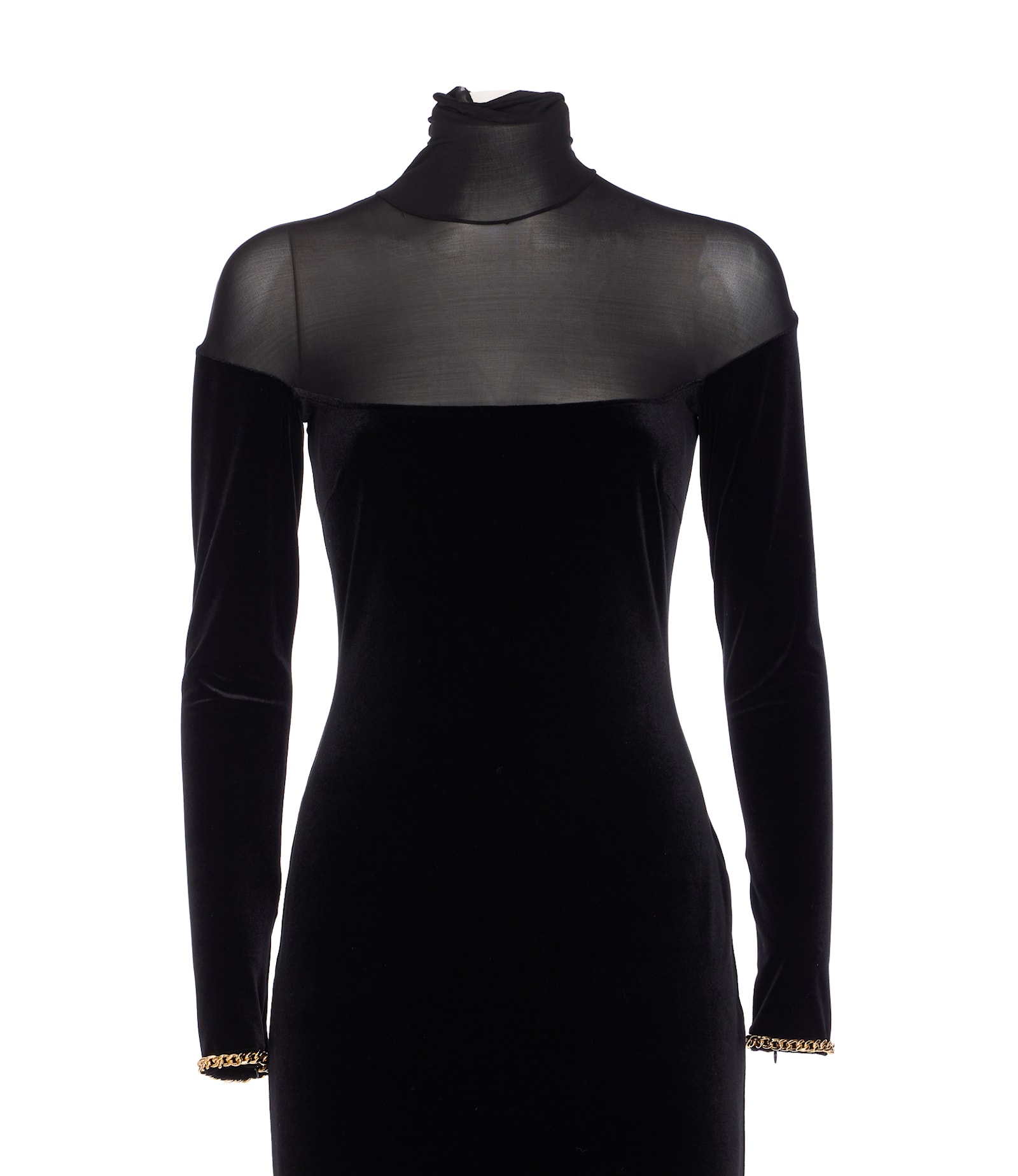 Elisabetta Franchi Red Carpet Dress In Velvet And Jersey Fabrics In Black