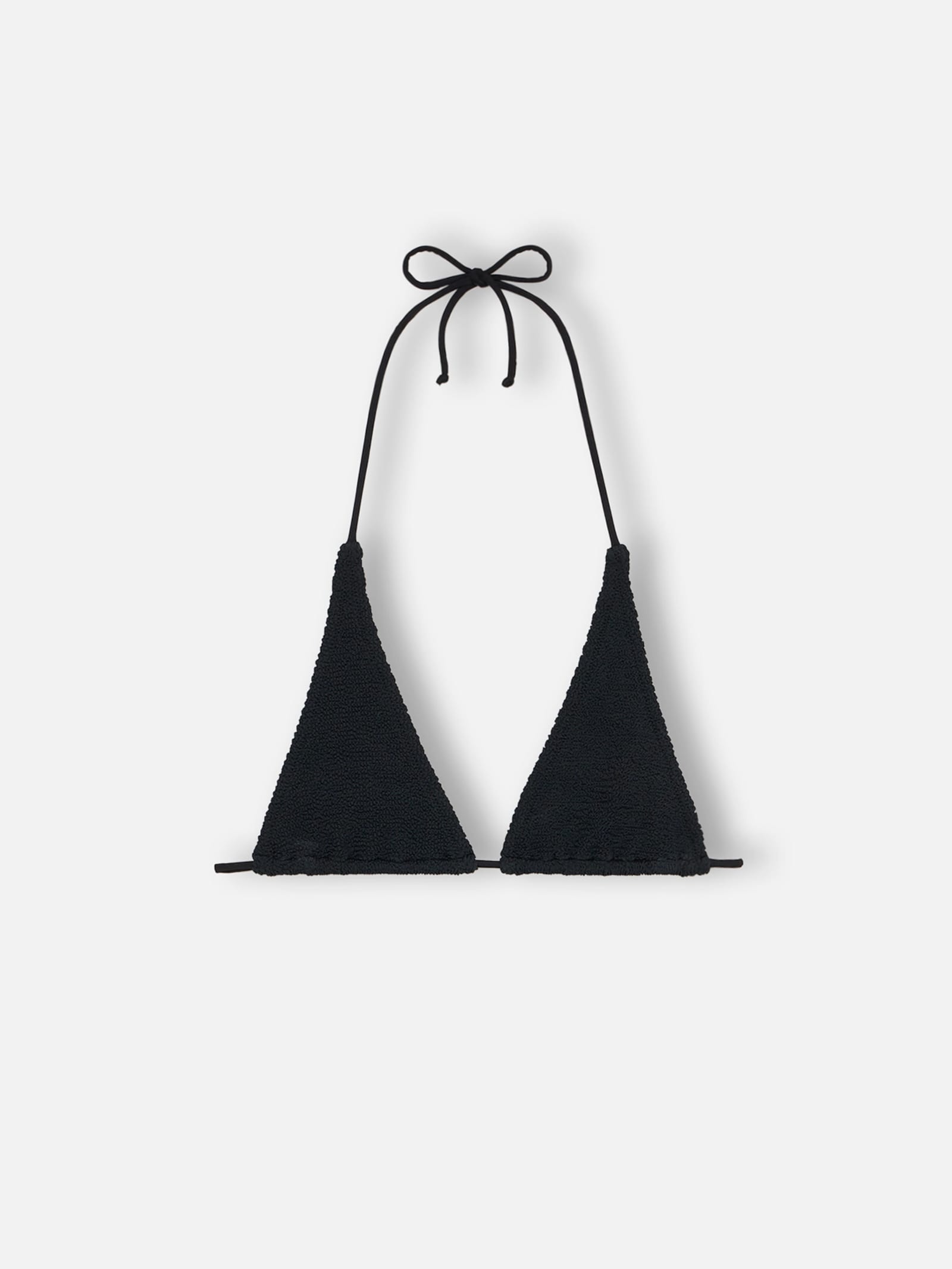 Mc2 Saint Barth Woman Black Crinkle Triangle Top Guiana In Black