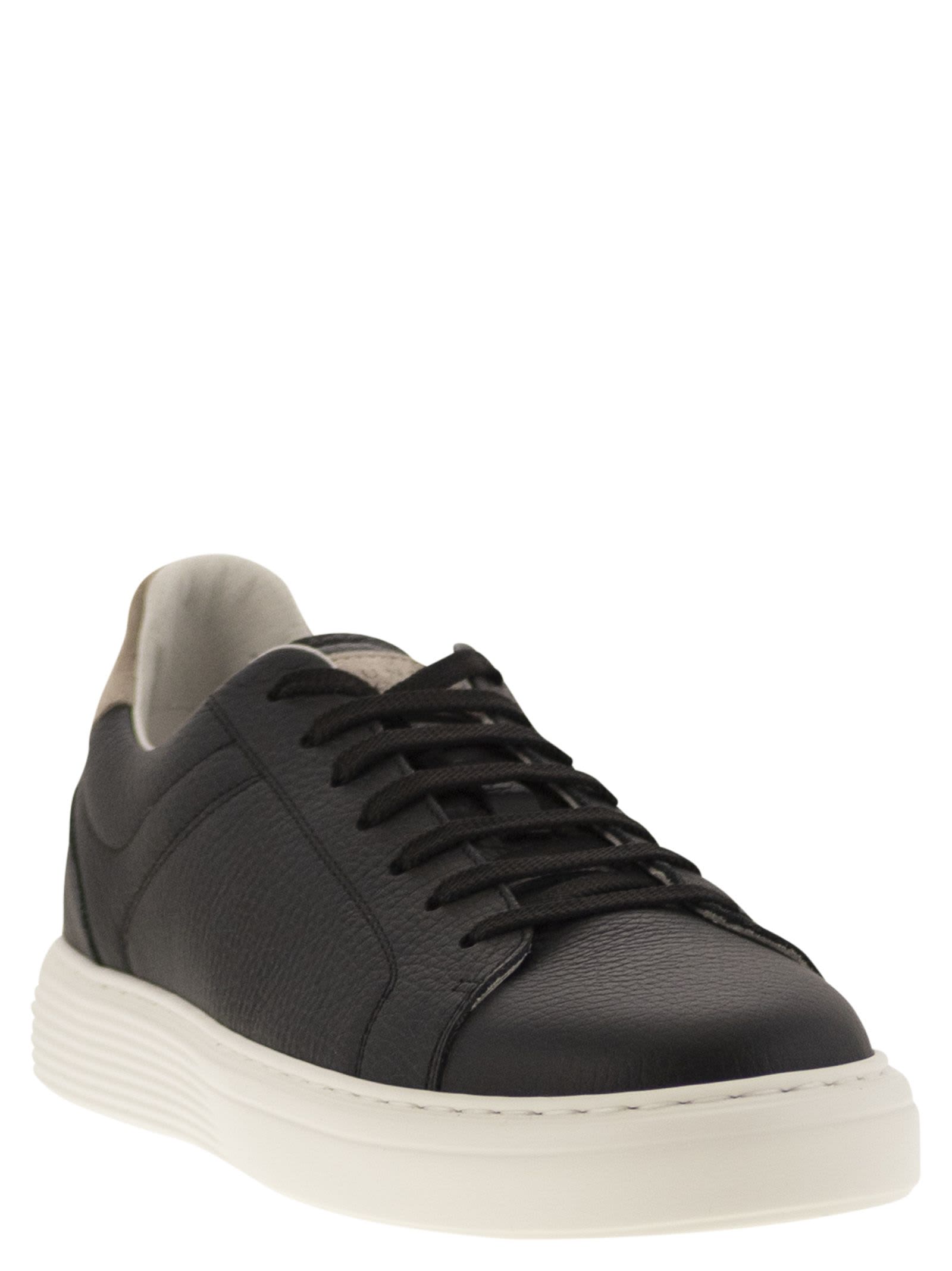 BRUNELLO CUCINELLI CALFSKIN TRAINERS WITH GRAIN 