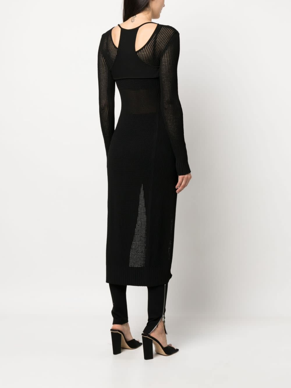 Andreädamo Knit Long Cardigan In Black