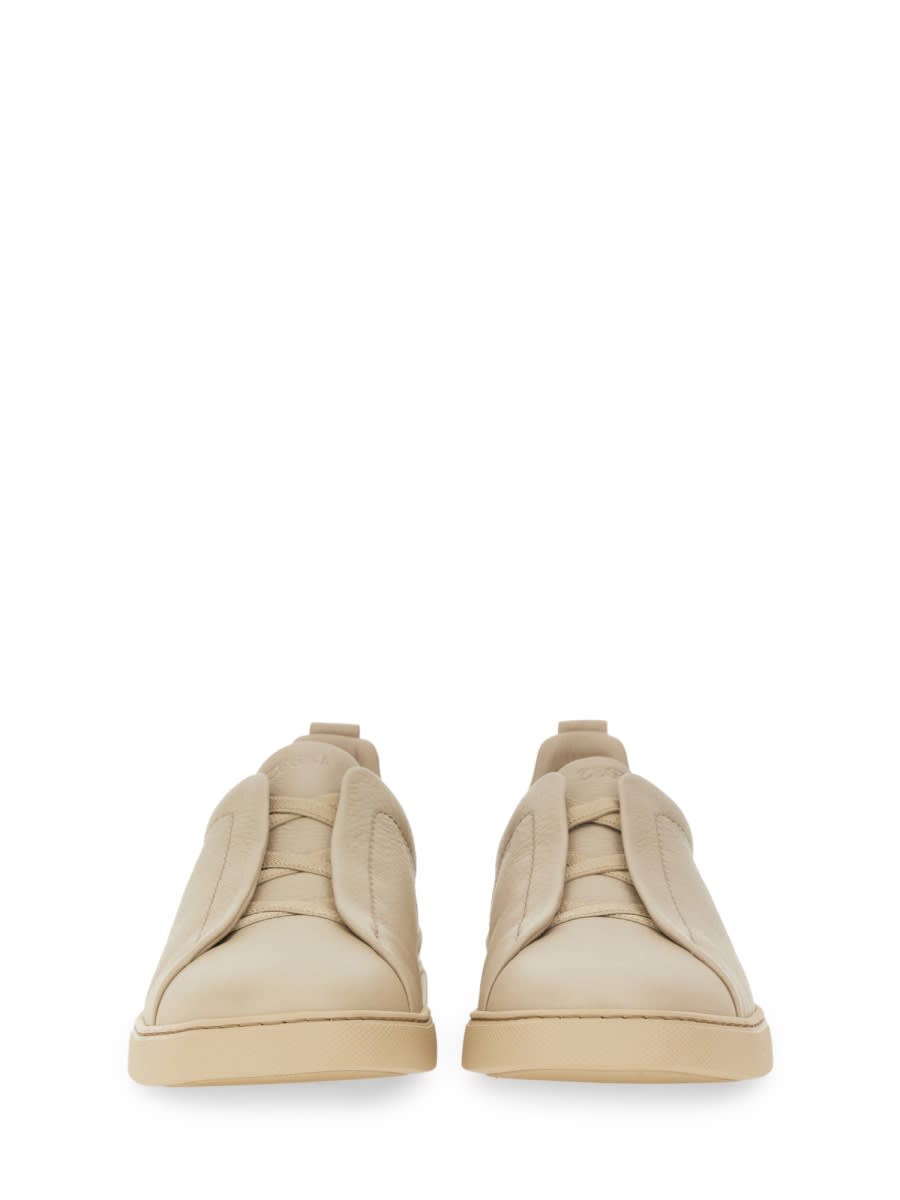 Shop Zegna Triple Stitch Sneaker In Beige