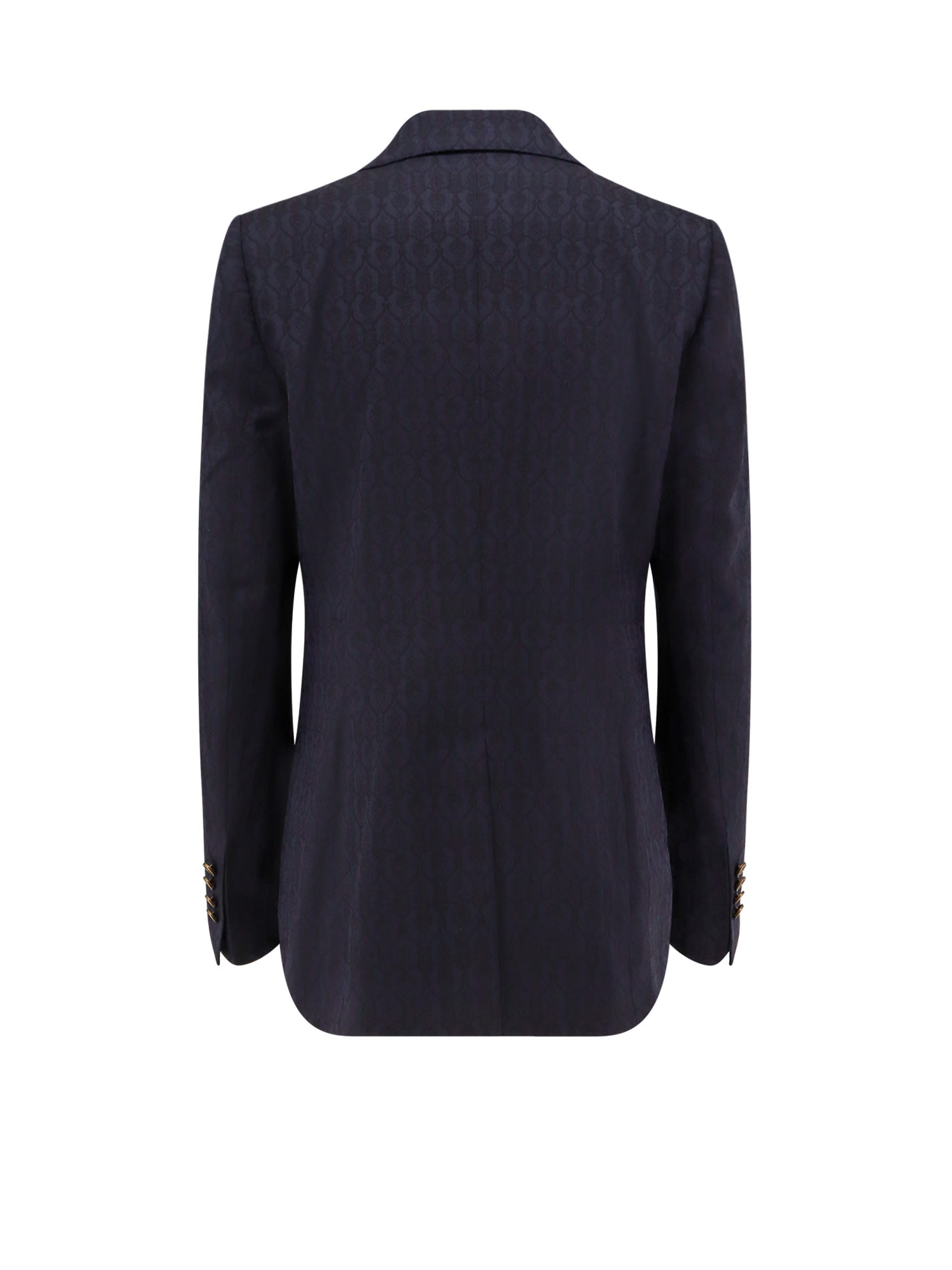 Etro Single-breasted Wool Blazer With Iconic Pattern In Blue