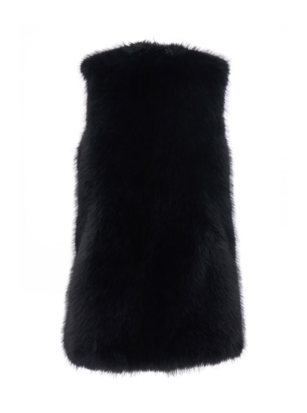 Herno Black Sleeveless Vest With Concealed Closure On The Front In Ecofur Woman In Black