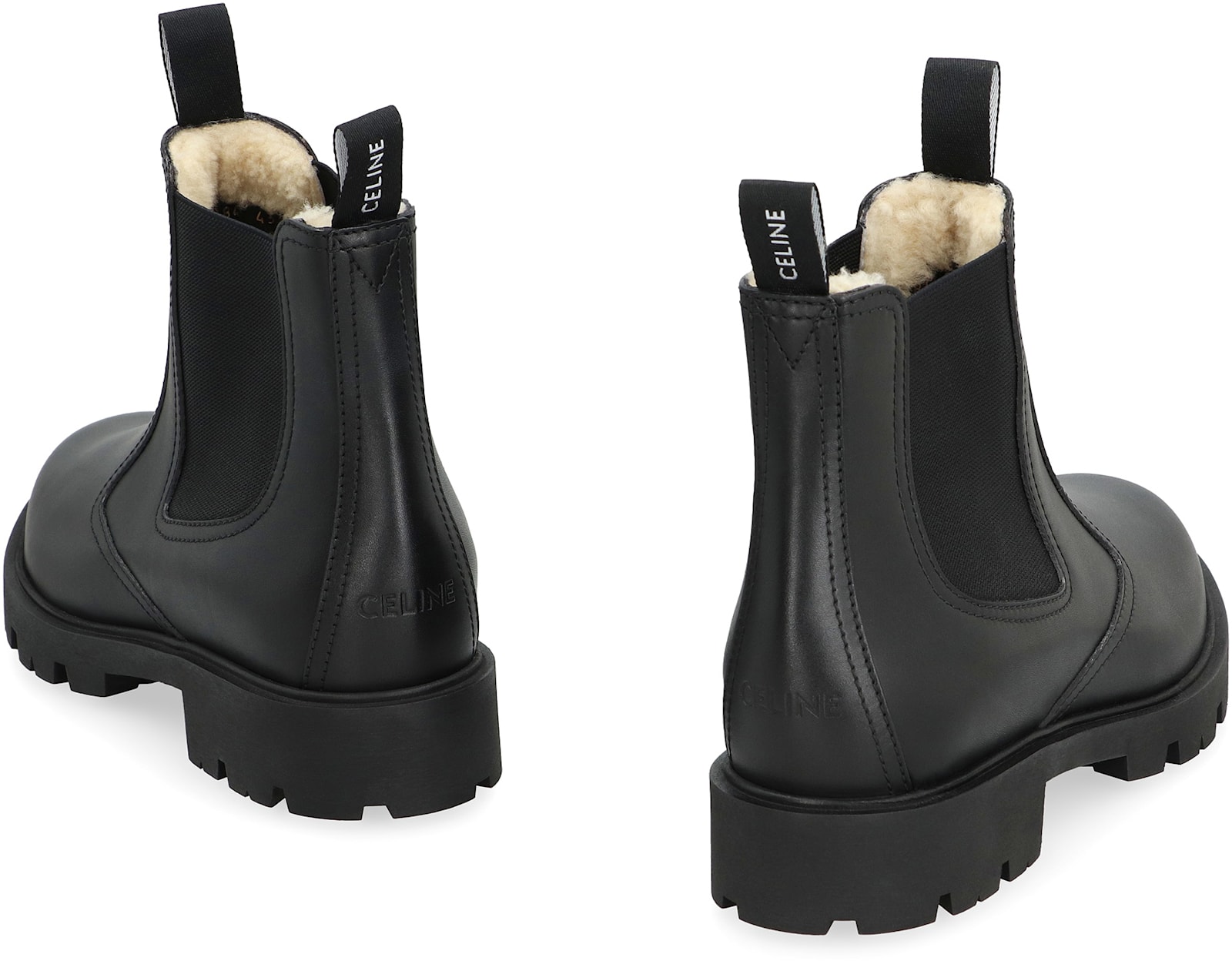 Celine Margaret Leather Chelsea Boots In Black