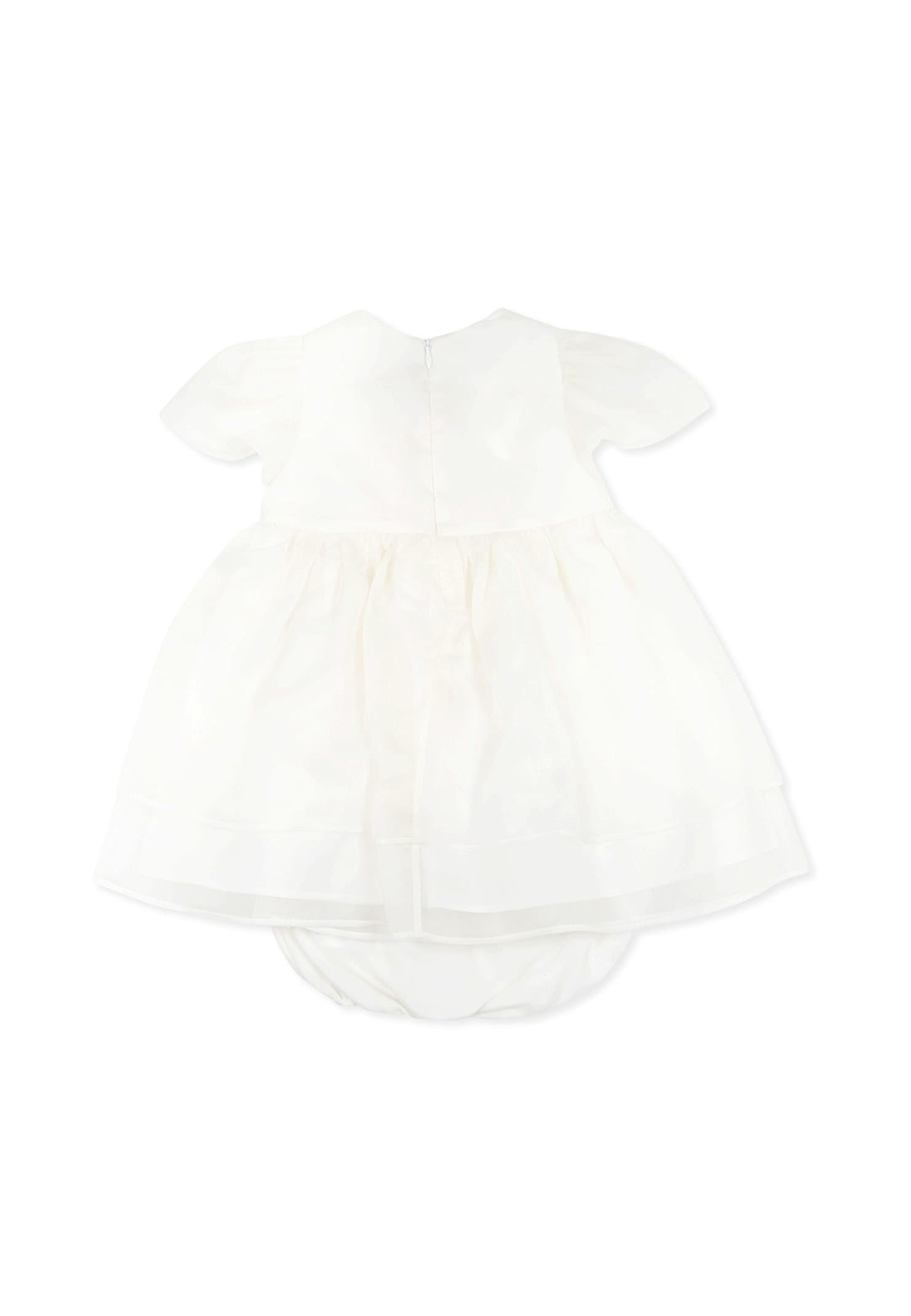 Simonetta White Dress For Baby Girl With Embrodery In White