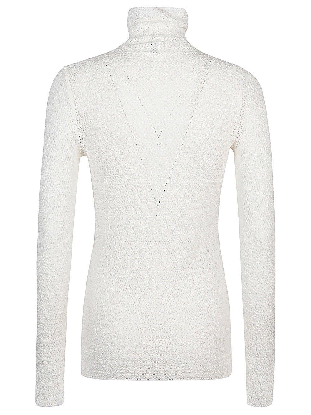 Totême Off-white Draped Scarf Fine Knit Sweater In Neutro