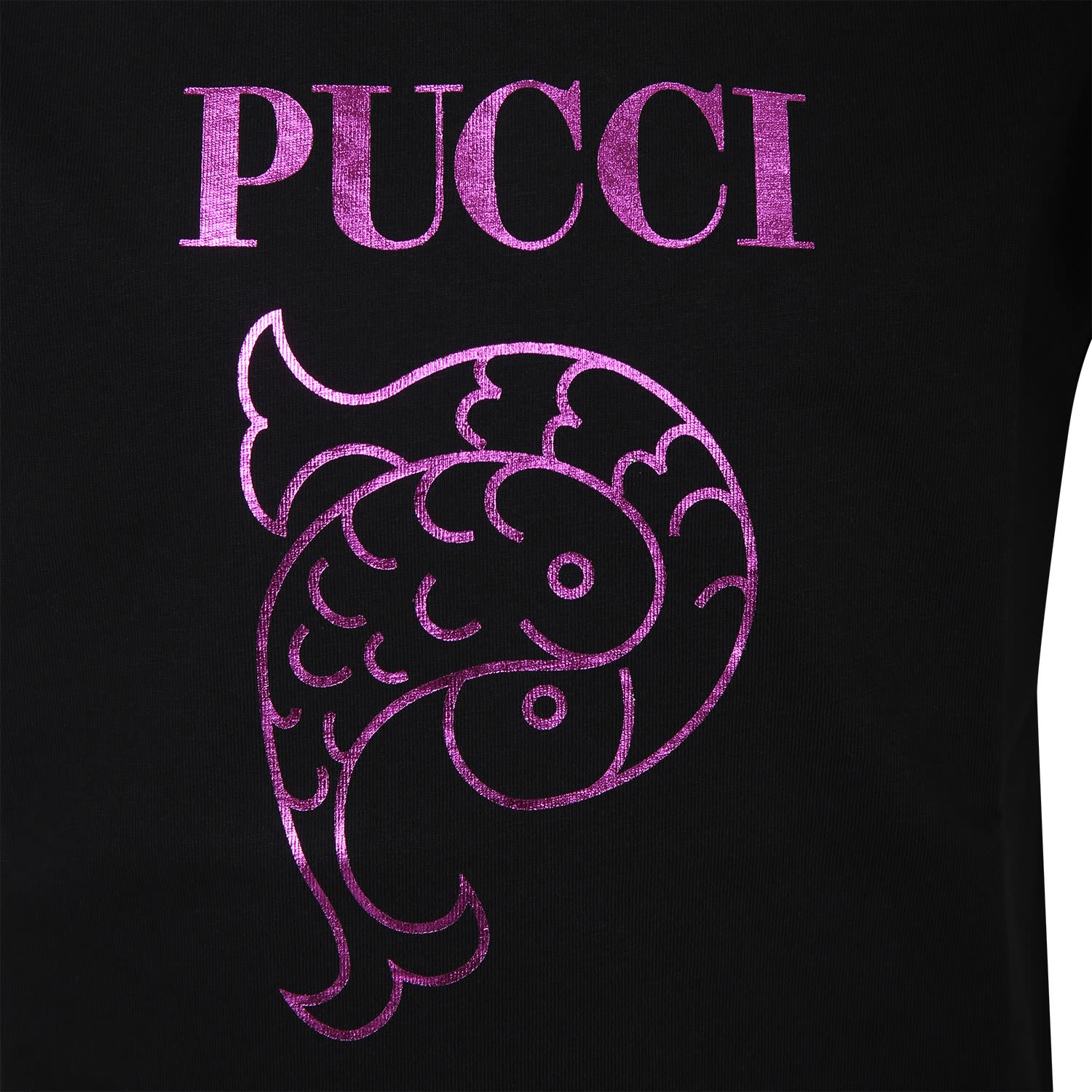 Shop Pucci Black T-shirt For Girl With Logo