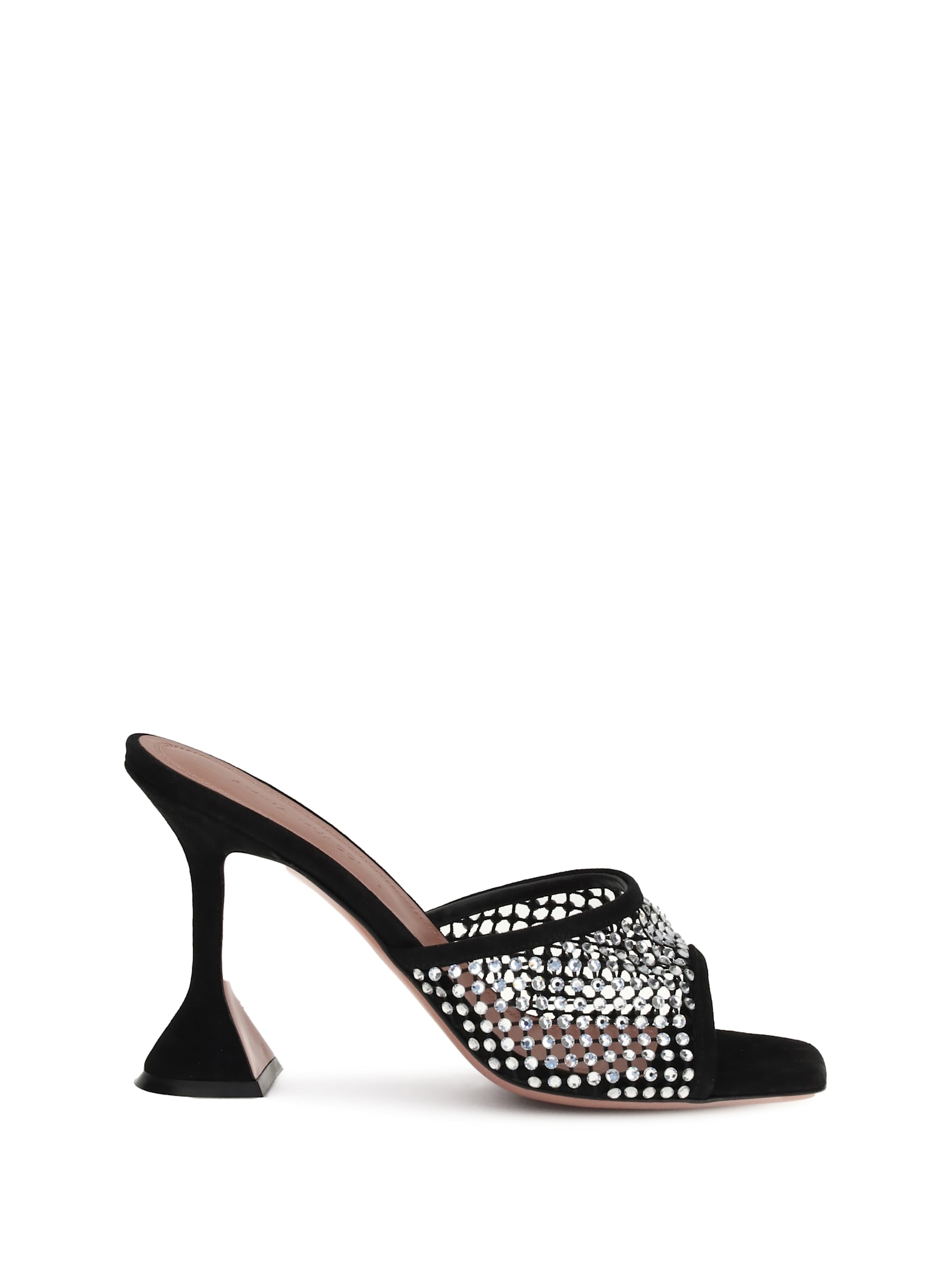 Amina Muaddi Black Slip On Heels