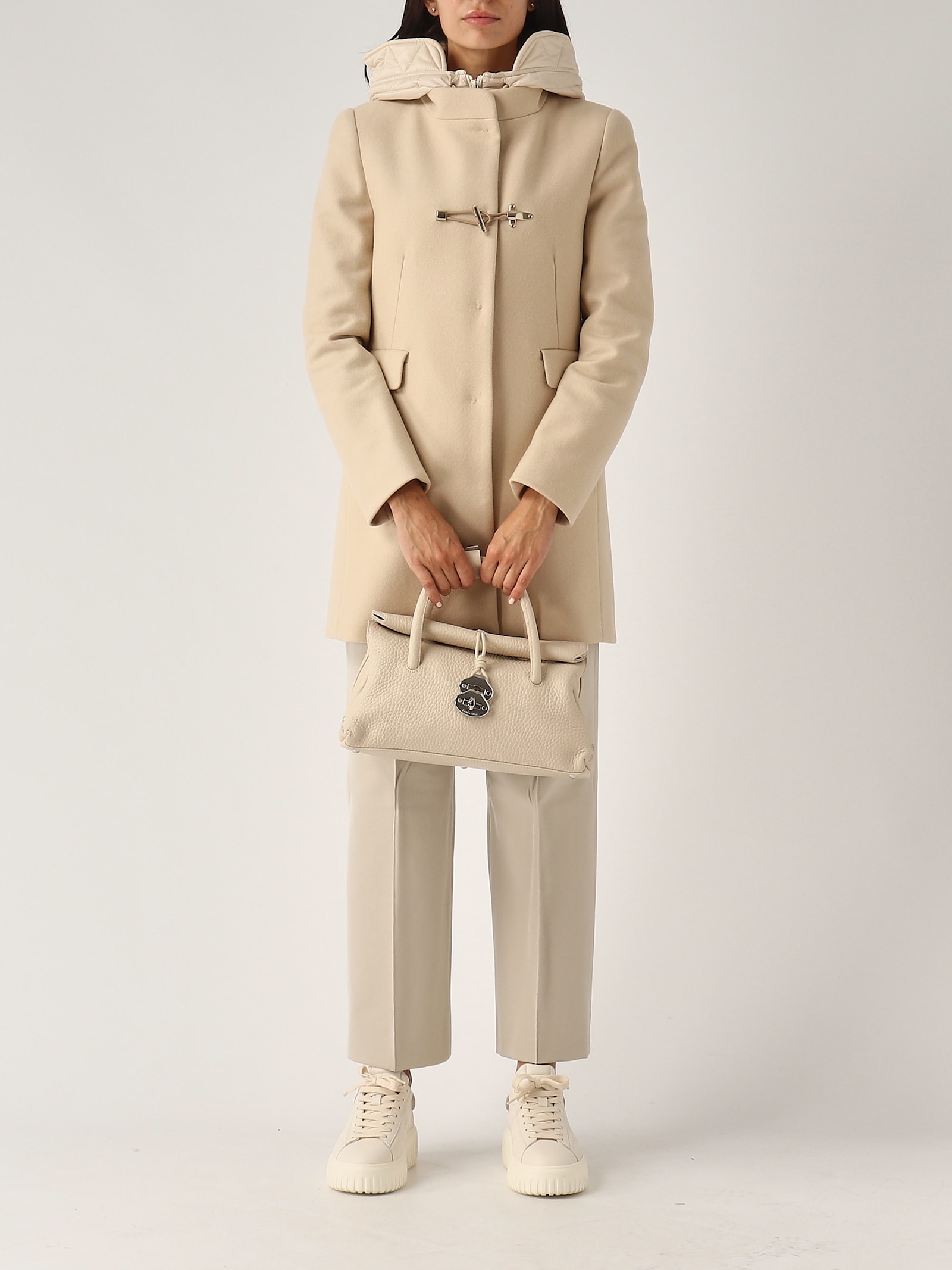 Shop Fay Toggle Coat Db Front Nylon Coat In Yogurt