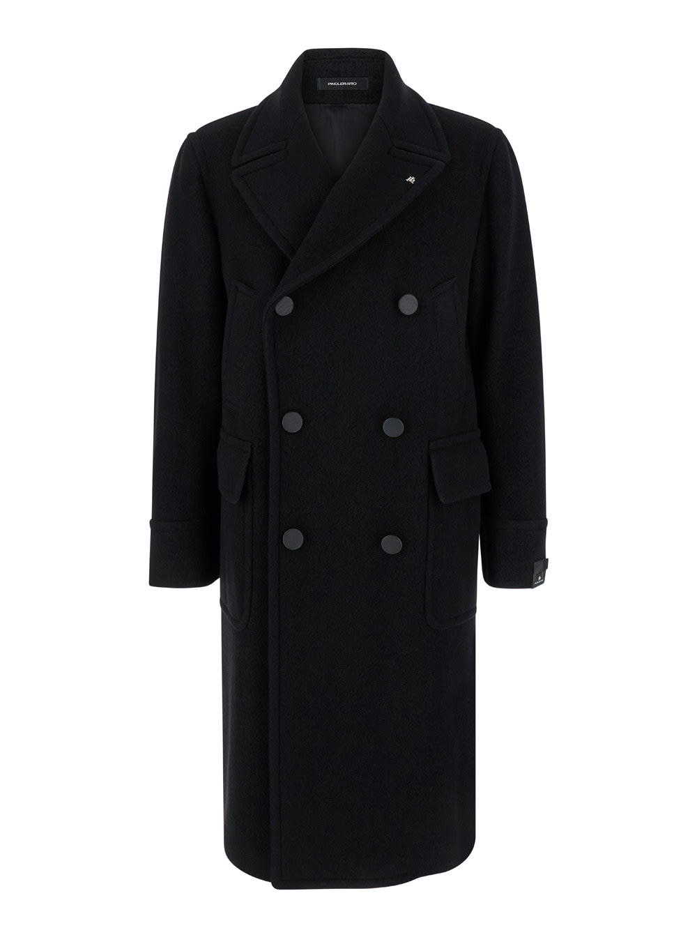 Shop Tagliatore Black Double-breasted Coat With Four Pockets In Wool Blend Man