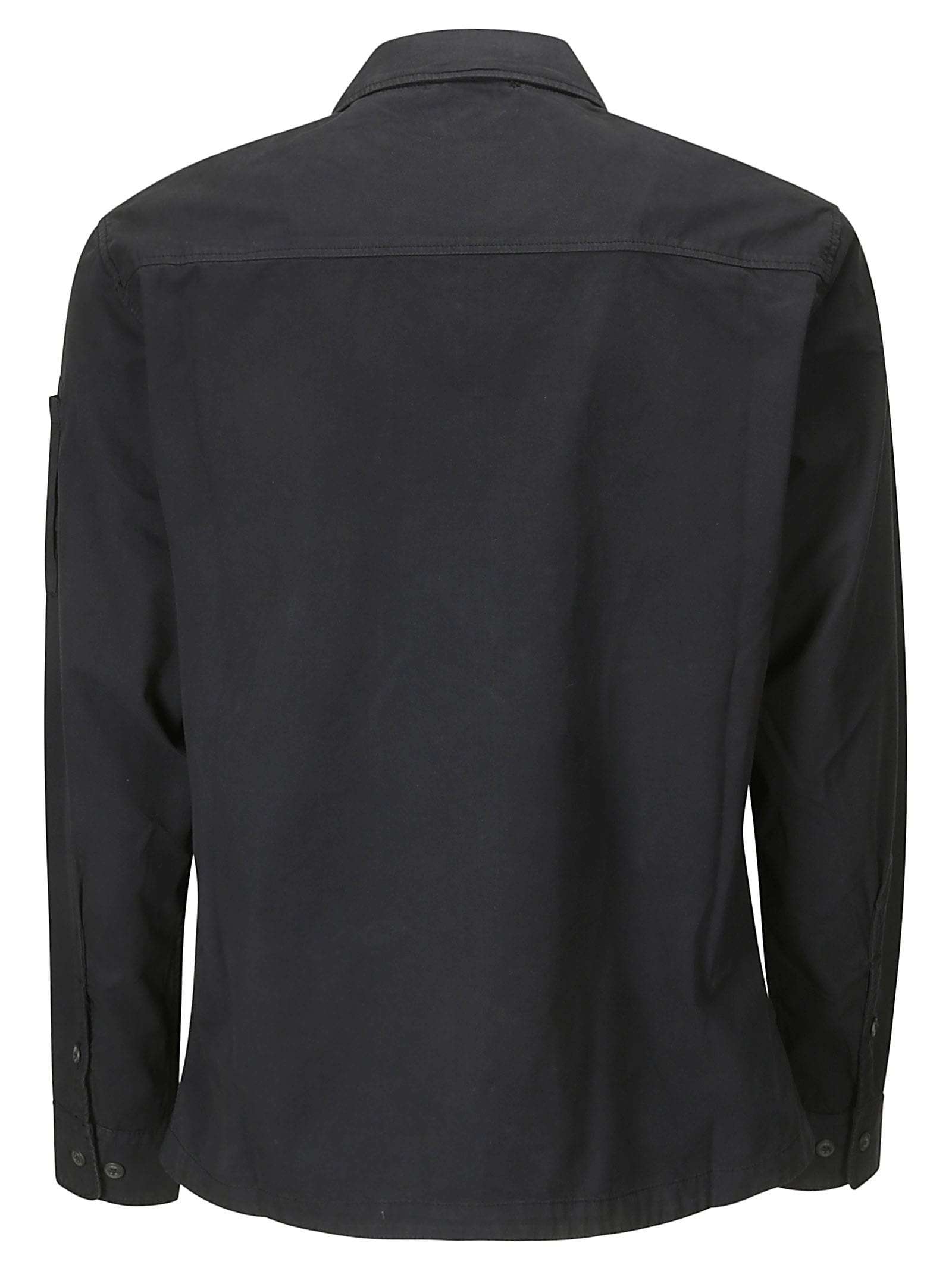 Shop C.p. Company Organic Gabardine Zipped Overshirt In Total Eclipse