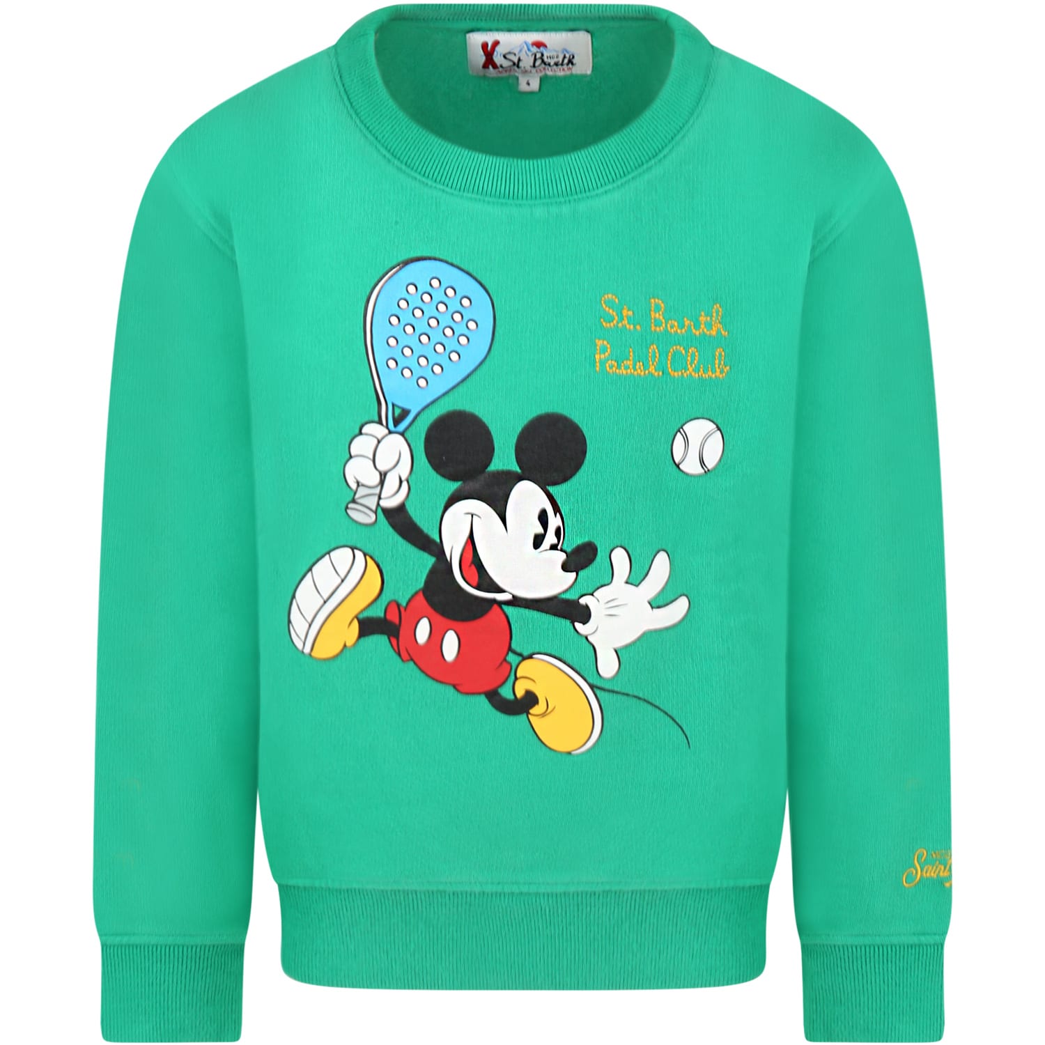 MC2 Saint Barth Green Sweatshirt For Boy With Mickey Mouse