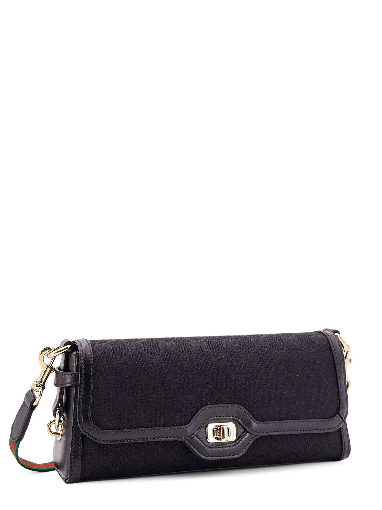 Shop Gucci Original Gg And Leather Shoulder Bag