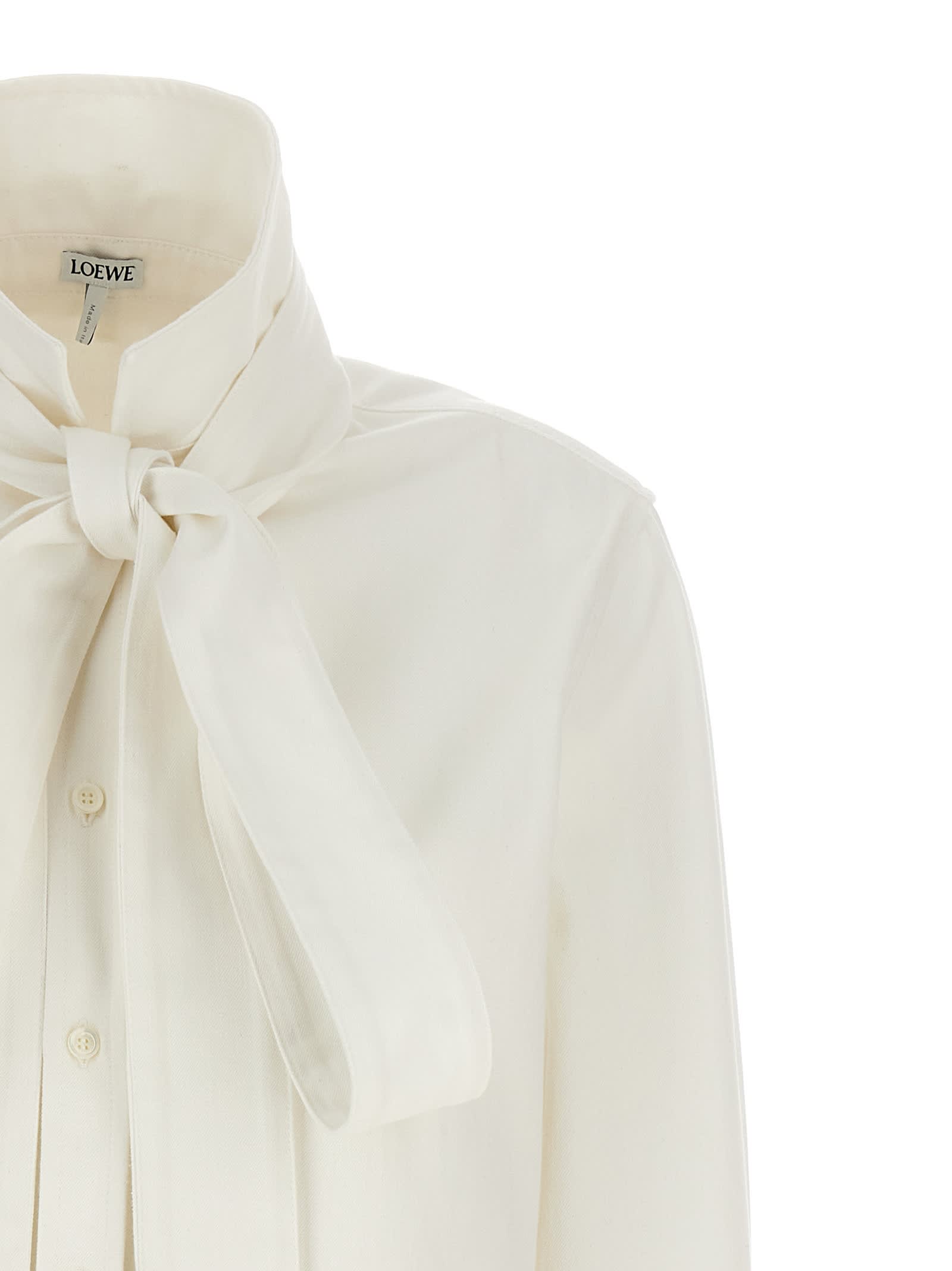 Shop Loewe Denim Bow Shirt In White