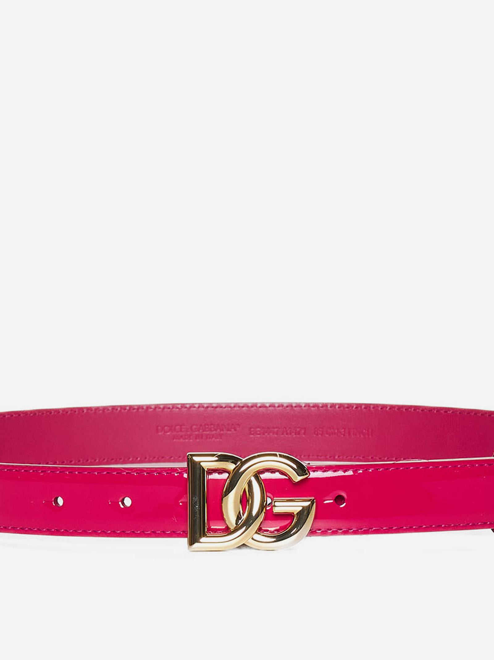 Shop Dolce & Gabbana Dg Logo Patent Leather Belt In Red
