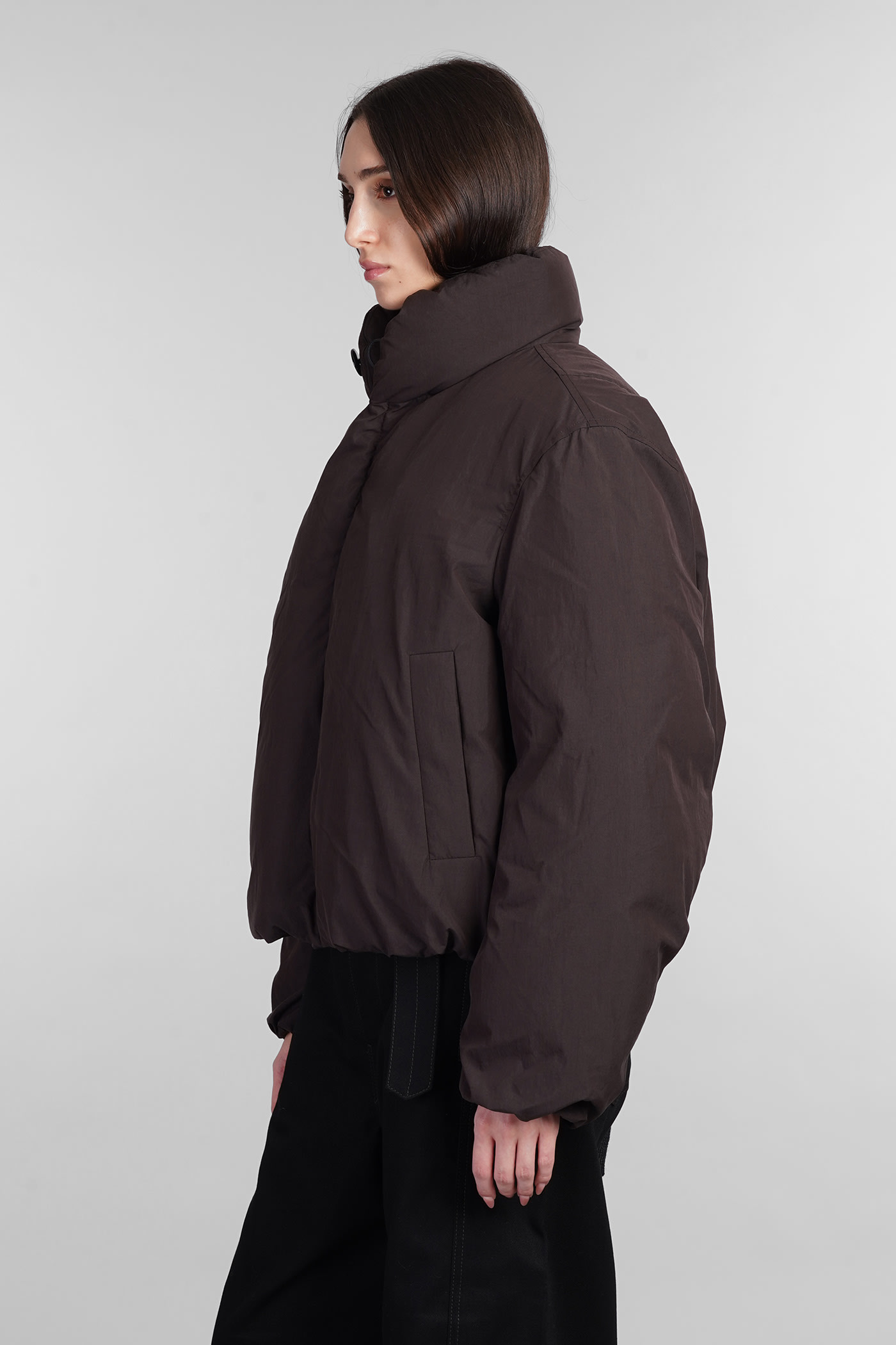 Shop Lemaire Puffer In Brown Polyamide